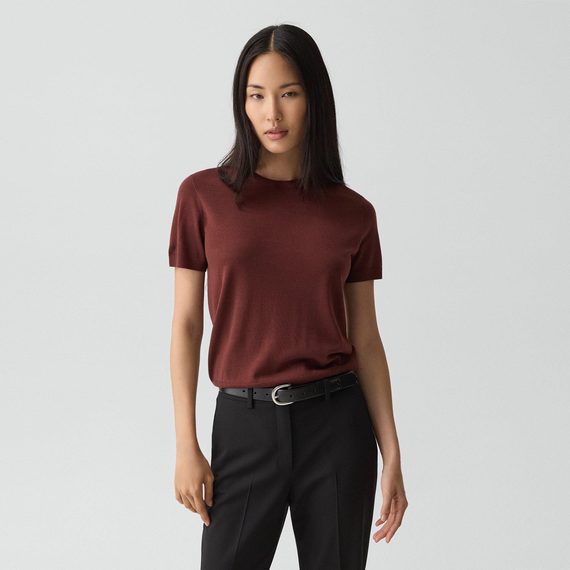 Theory Sweater Tee In Regal Wool In Brown
