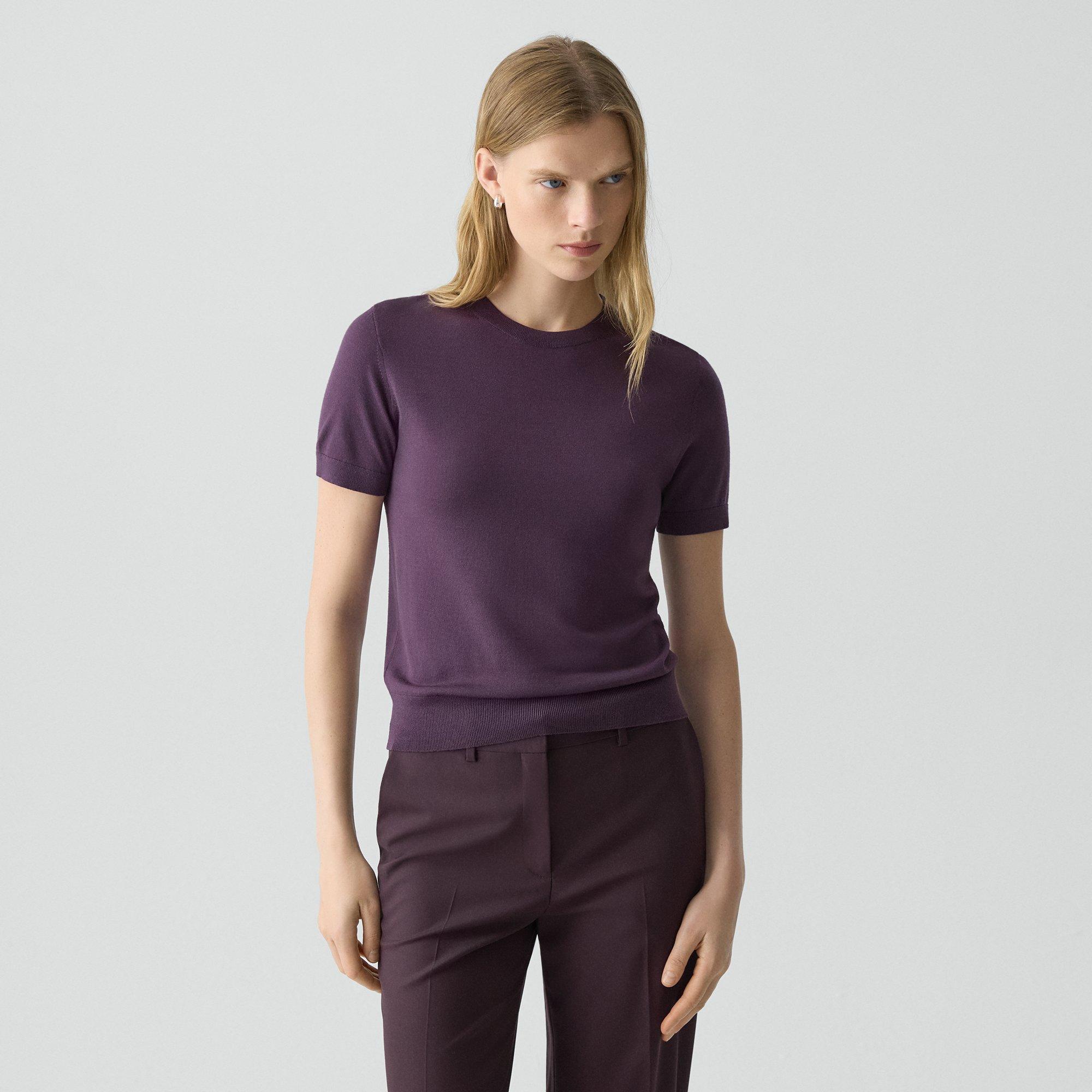 Theory Sweater Tee In Regal Wool In Purple