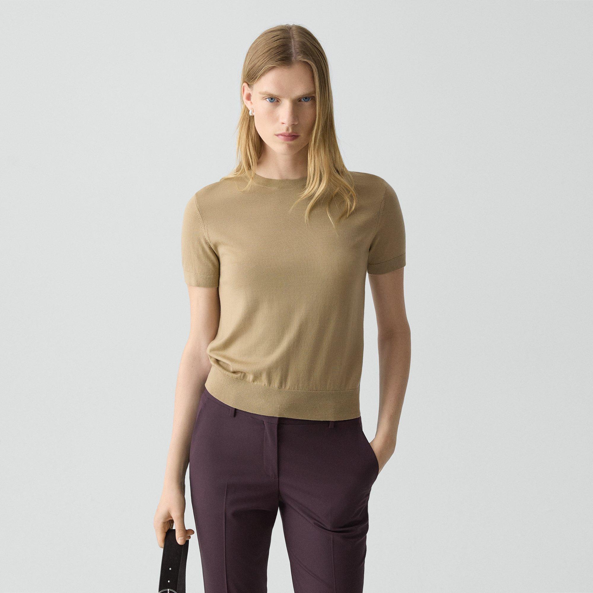 Theory Sweater Tee In Regal Wool In Brown