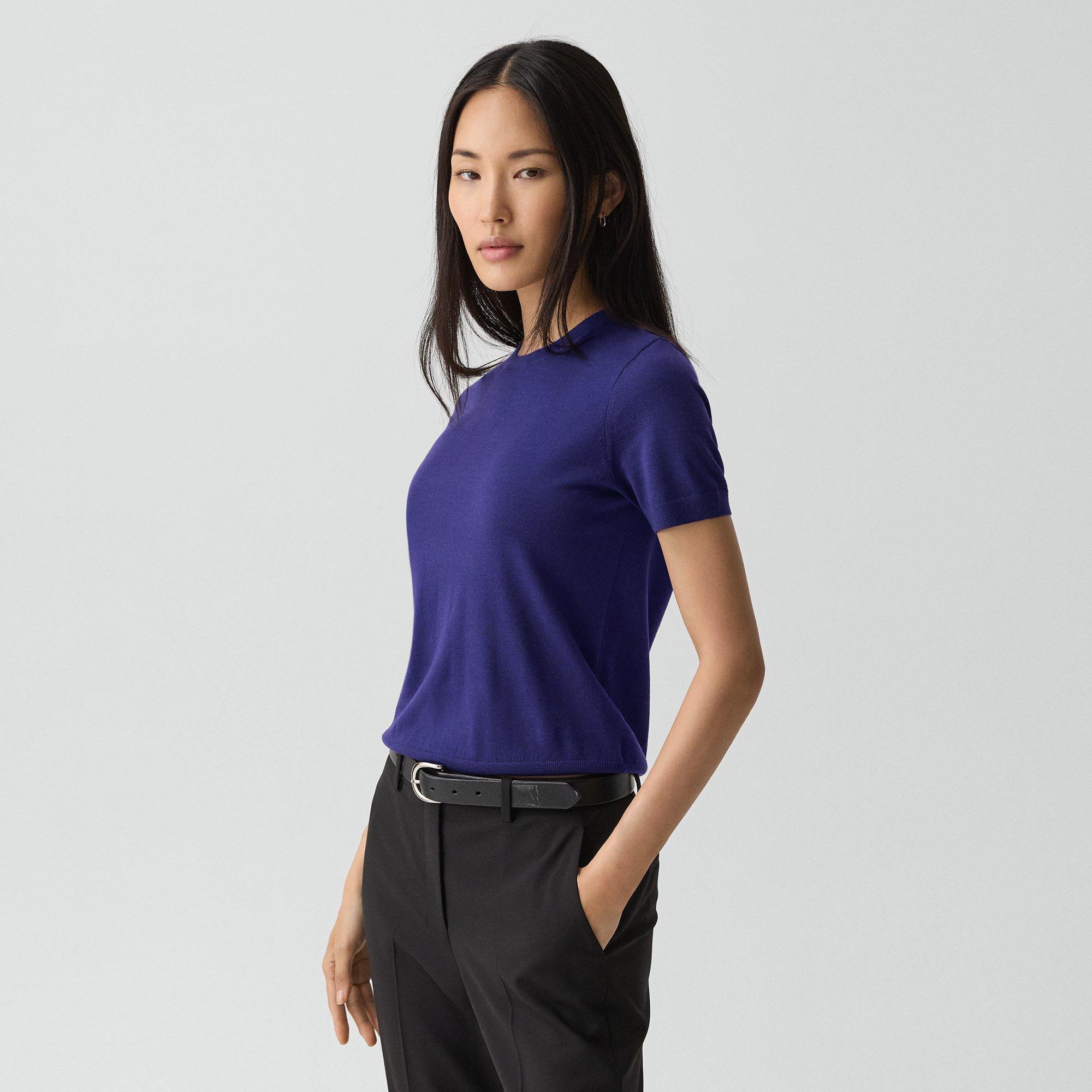 Theory Sweater Tee In Regal Wool In Blue