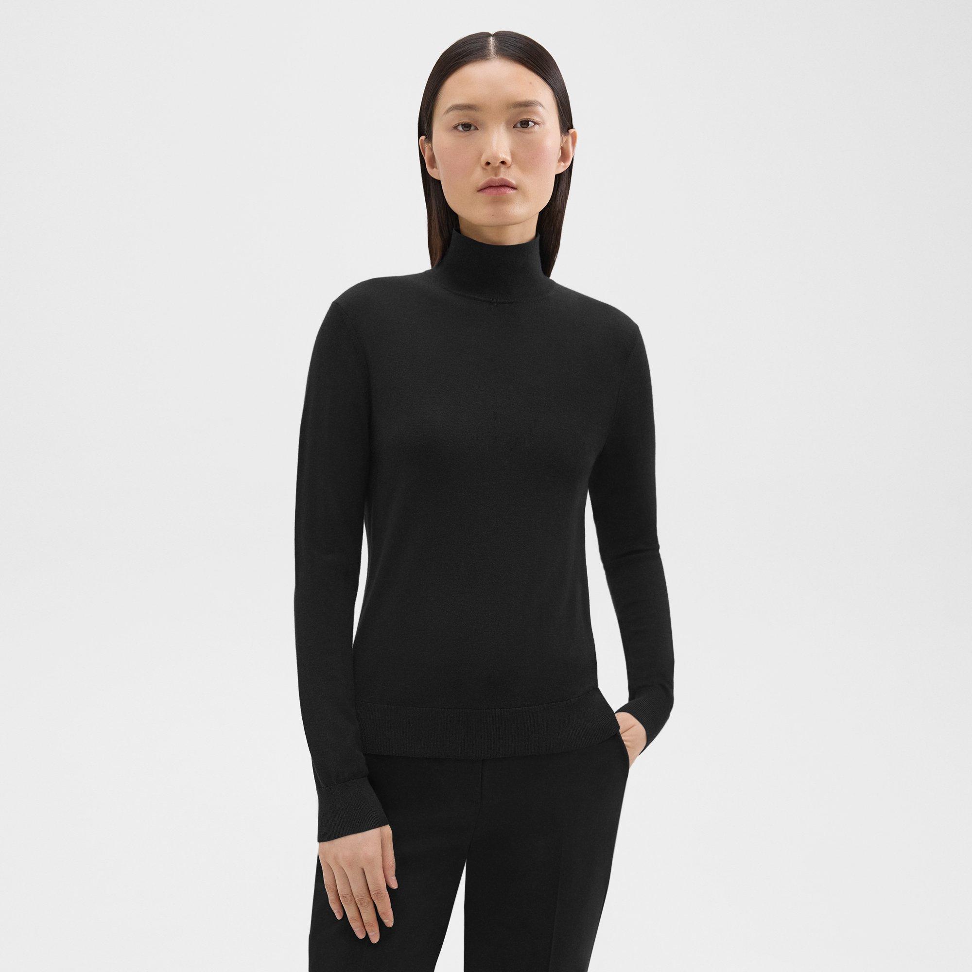 Theory Turtleneck Sweater In Regal Wool In Black