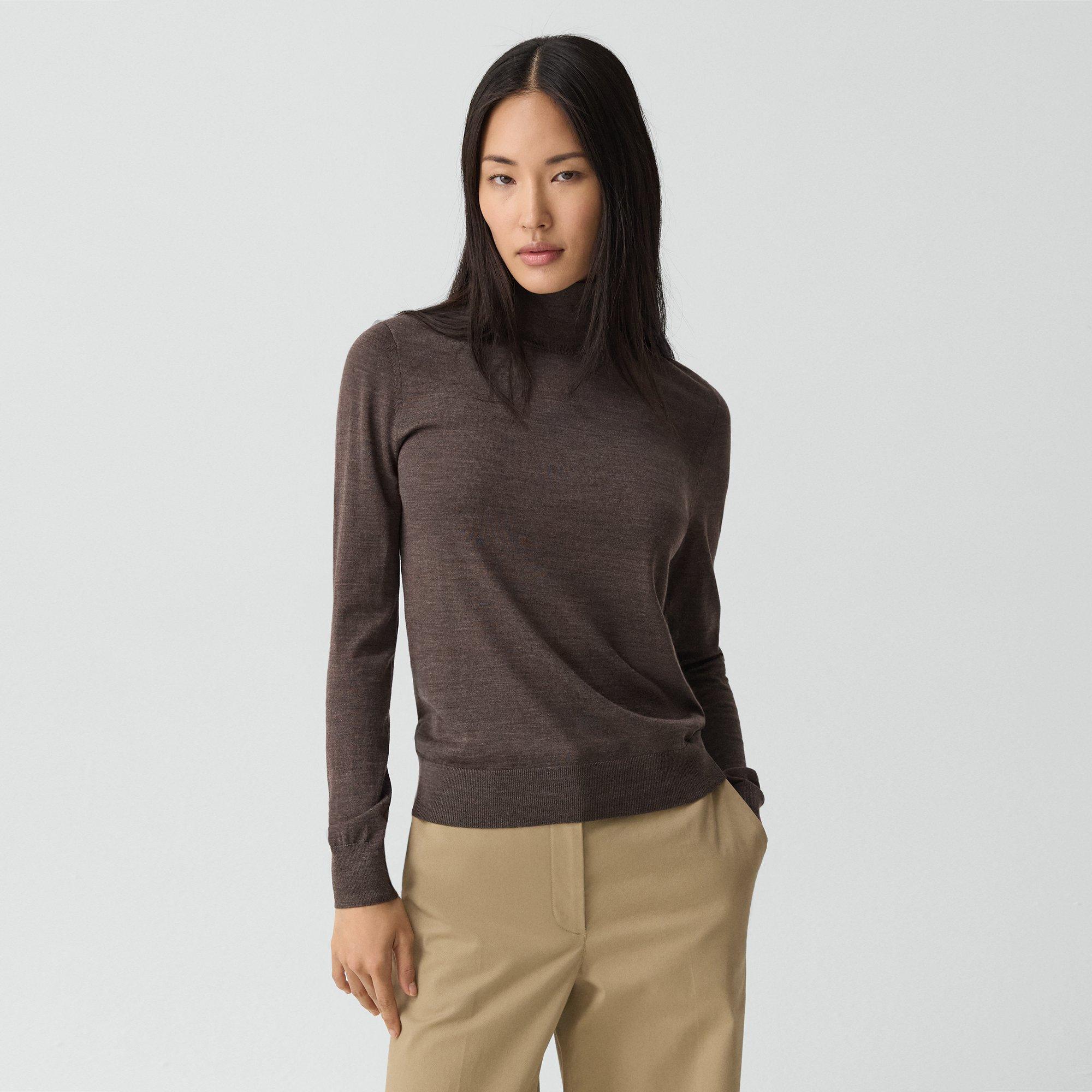 Theory Turtleneck Sweater In Regal Wool In Brown