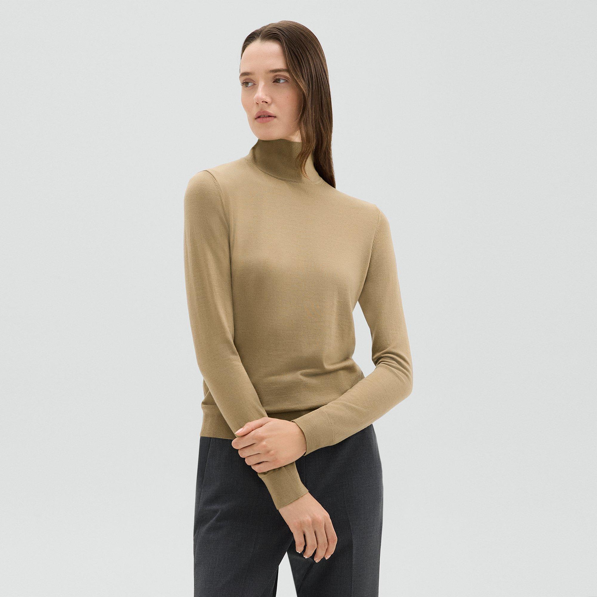 Theory Turtleneck Sweater In Regal Wool In Brown