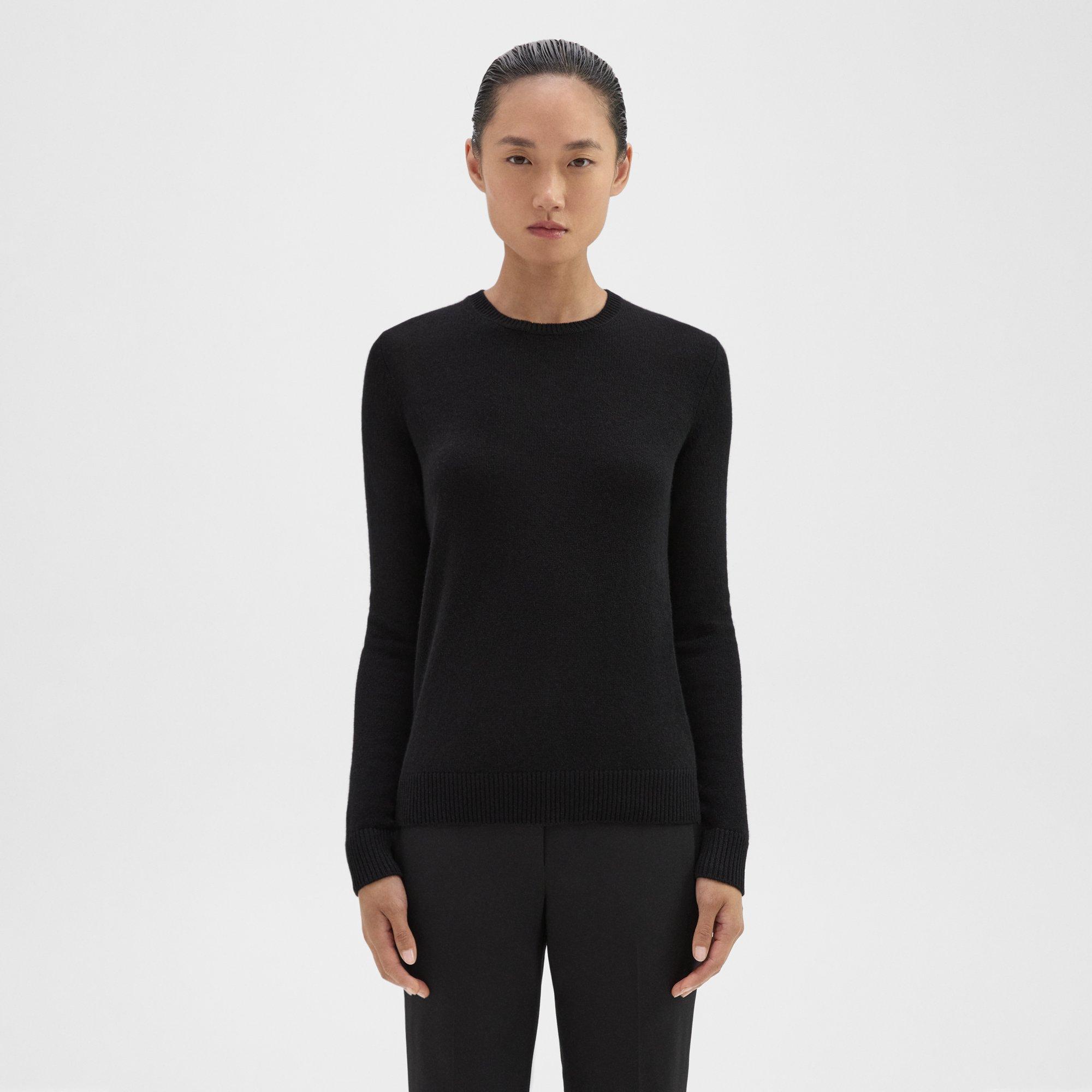 Theory Crewneck Sweater In Feather Cashmere In Black