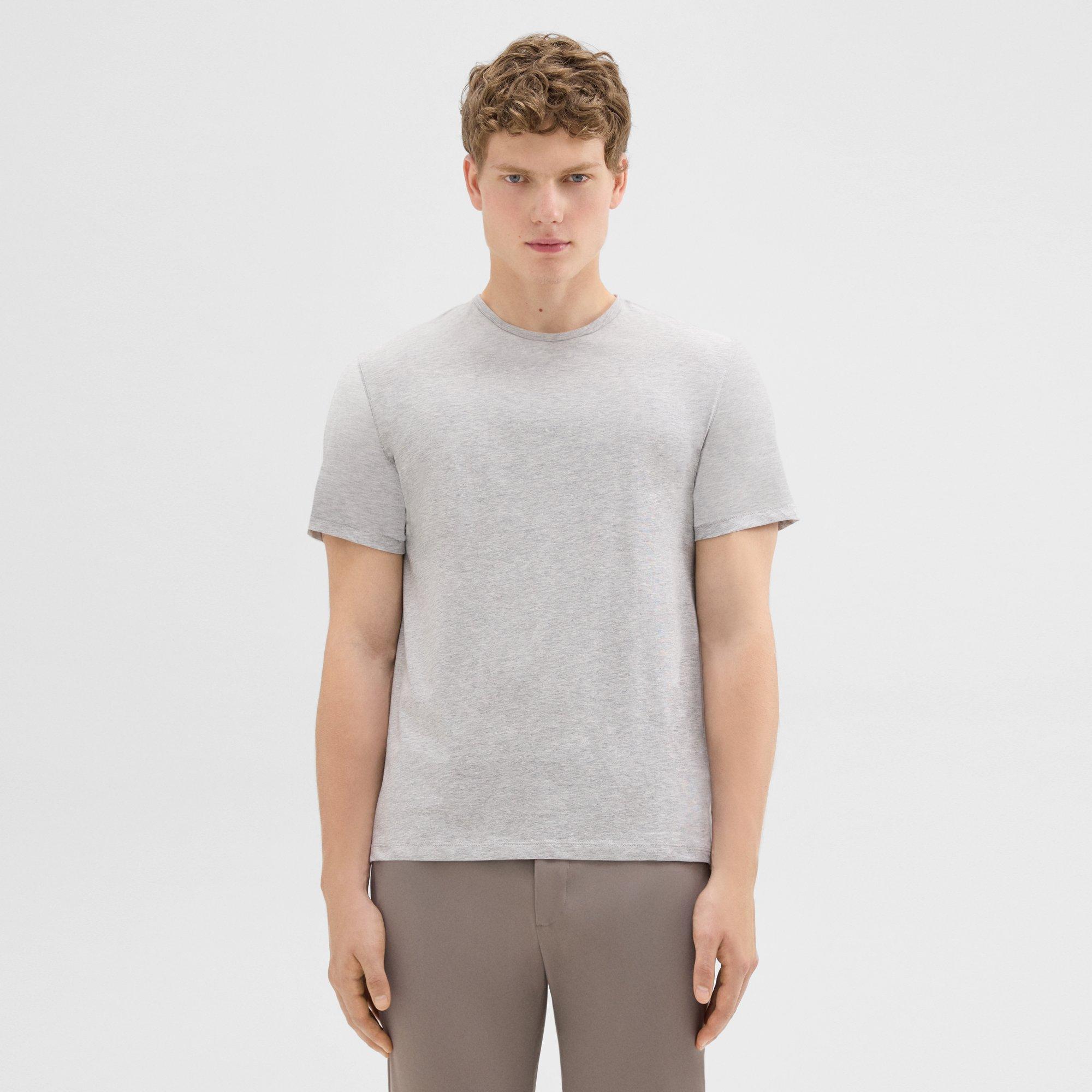 Theory Precise Tee In Luxe Cotton Jersey In Charcoal Heather