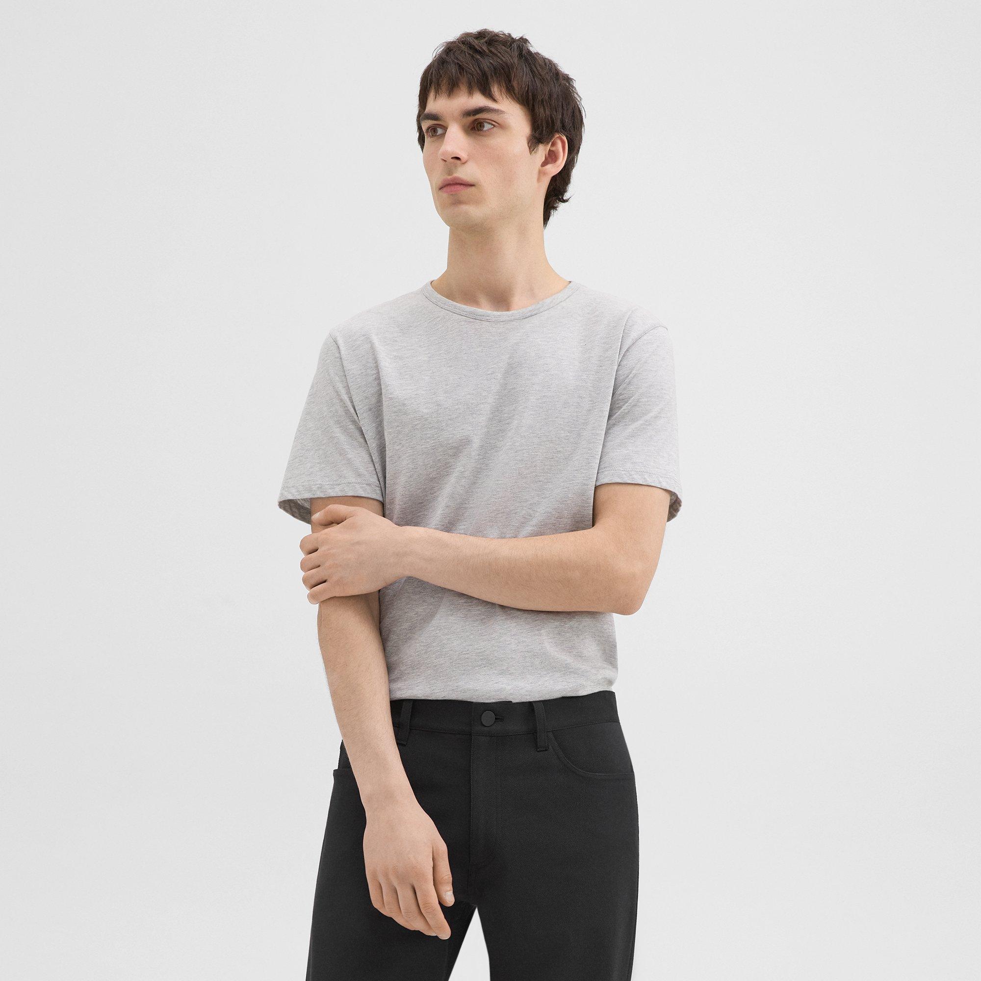 Theory Precise Tee In Luxe Cotton Jersey In Charcoal Heather