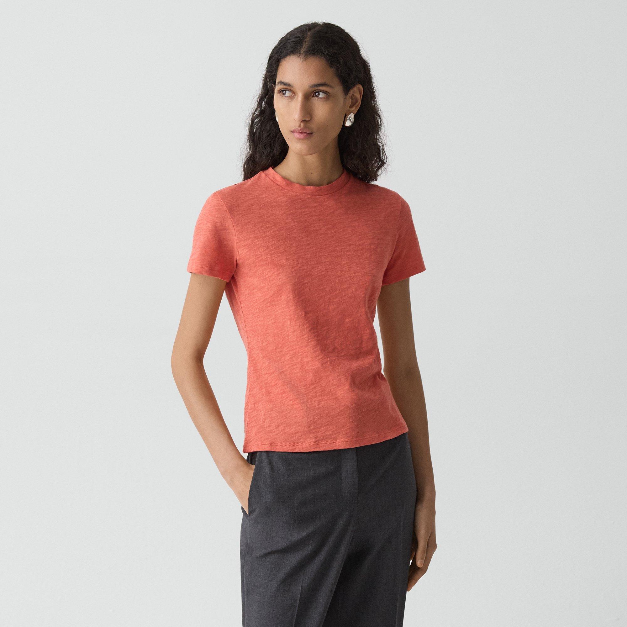 Theory Tiny Tee In Organic Slub Cotton In Red