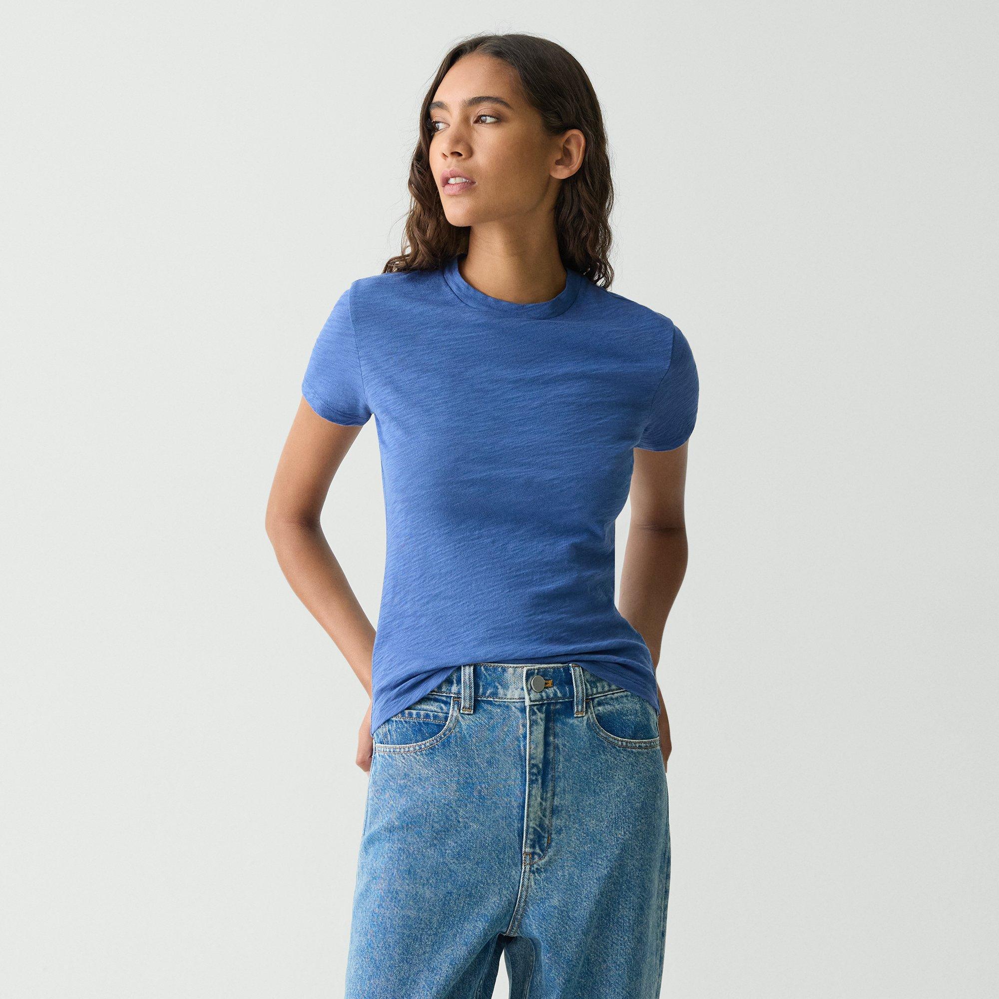 Theory Tiny Tee 2 Nebulous Organic Cotton Top In Denim Blue