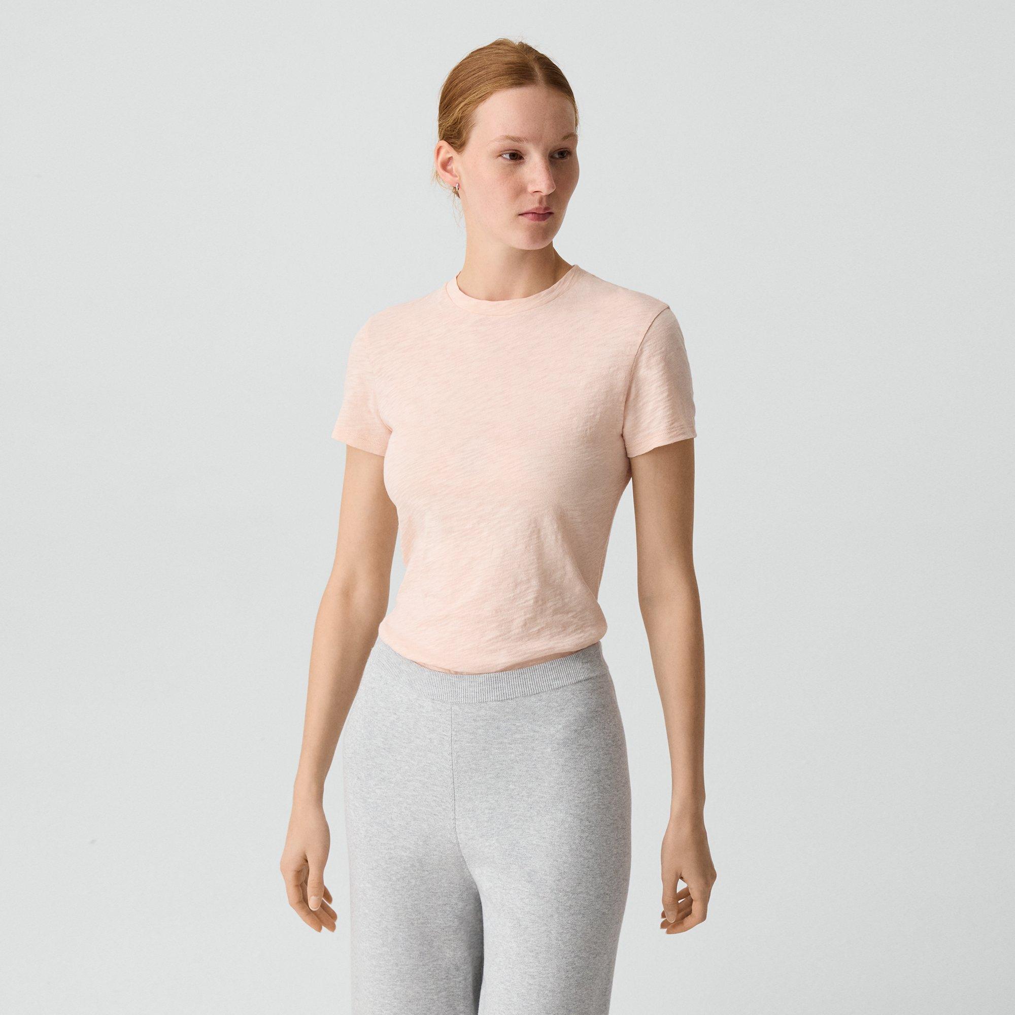 Theory Tiny Tee In Organic Slub Cotton In Pink