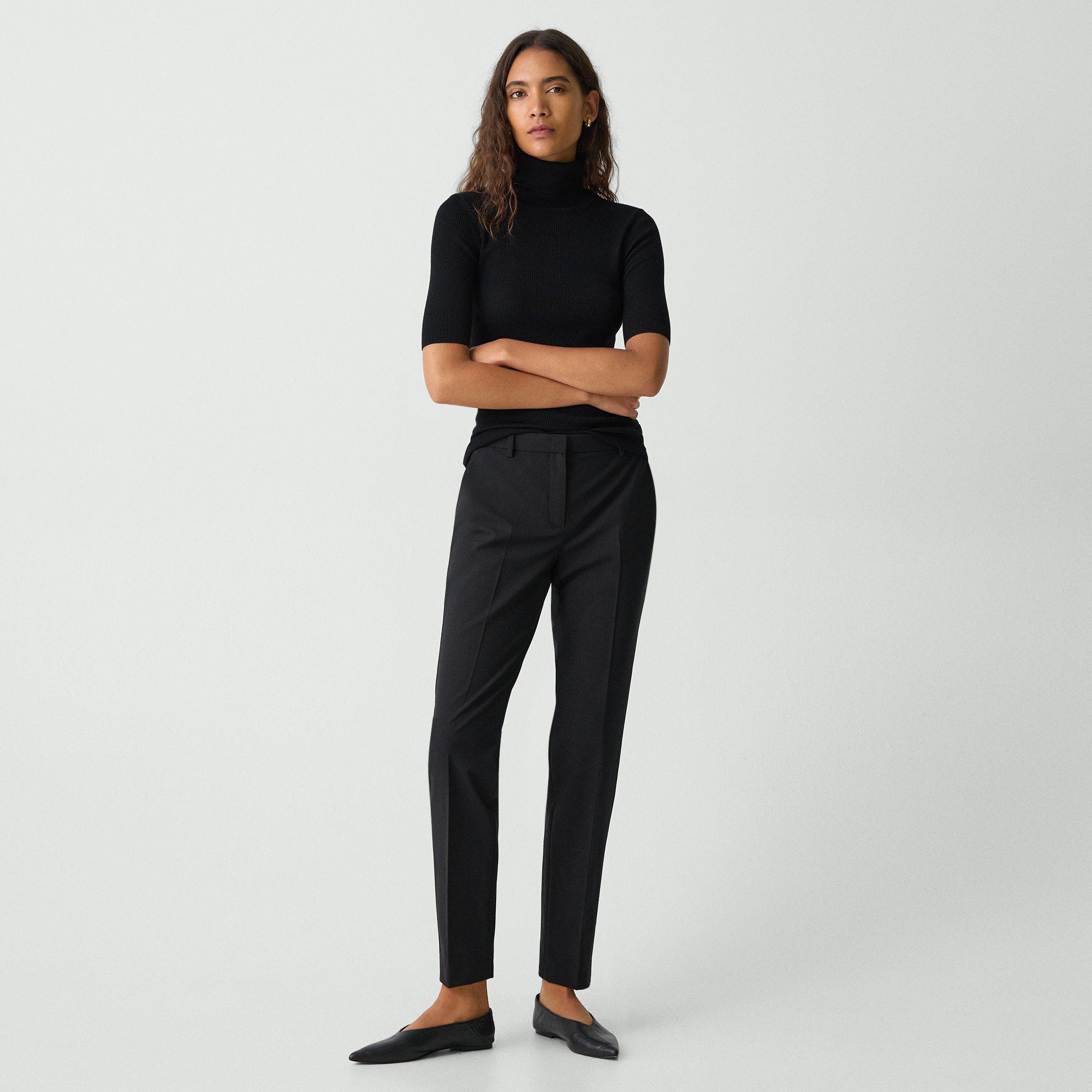 Theory Treeca Full Length Pant In Good Wool In Black