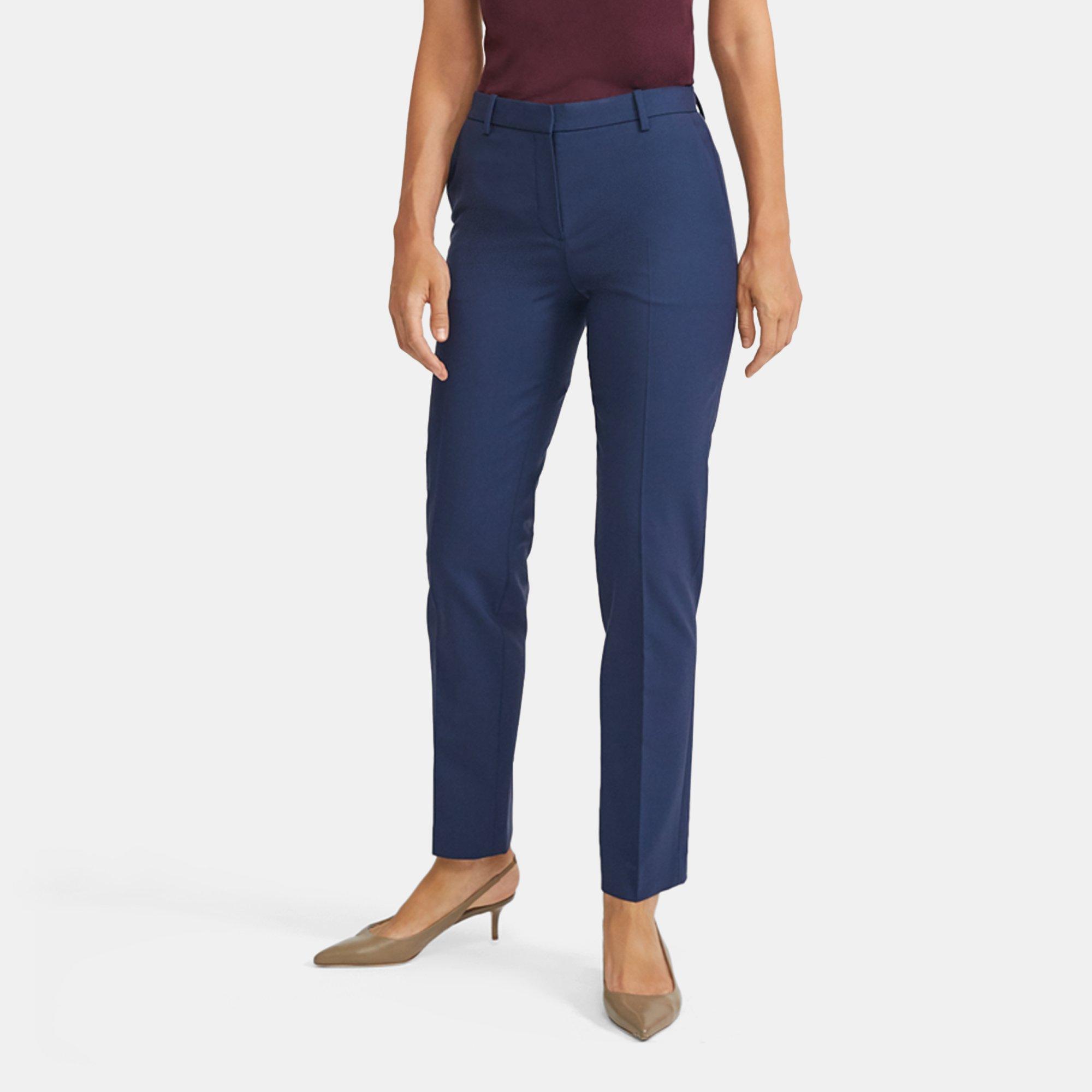 Theory Slim Pant In Stretch Wool In Blue