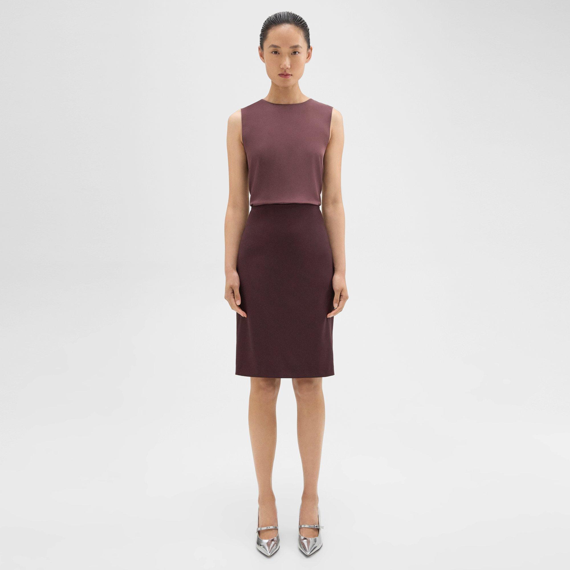 Theory Pencil Skirt In Good Wool In Malbec