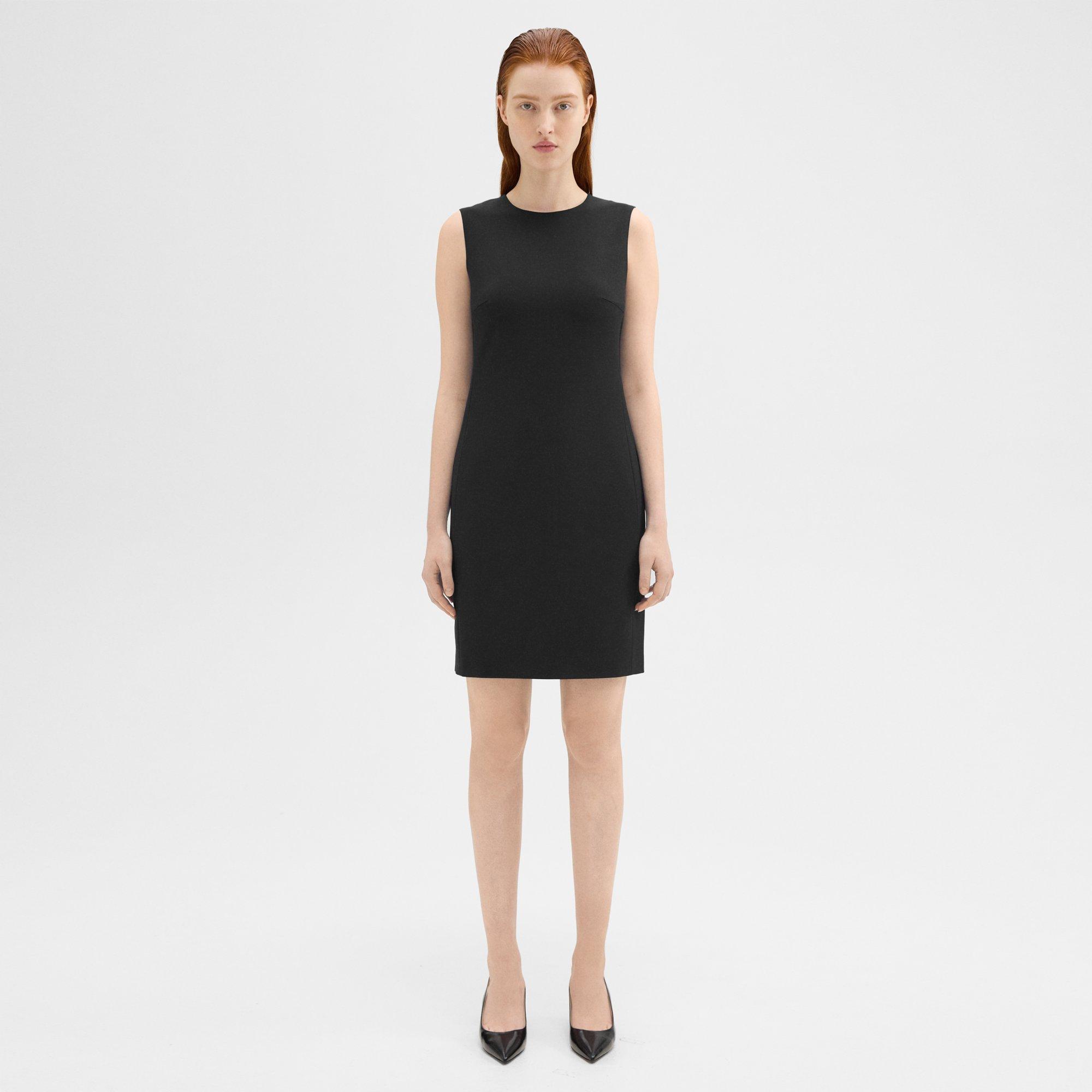 Shop Theory Sleeveless Fitted Dress In Good Wool In Black