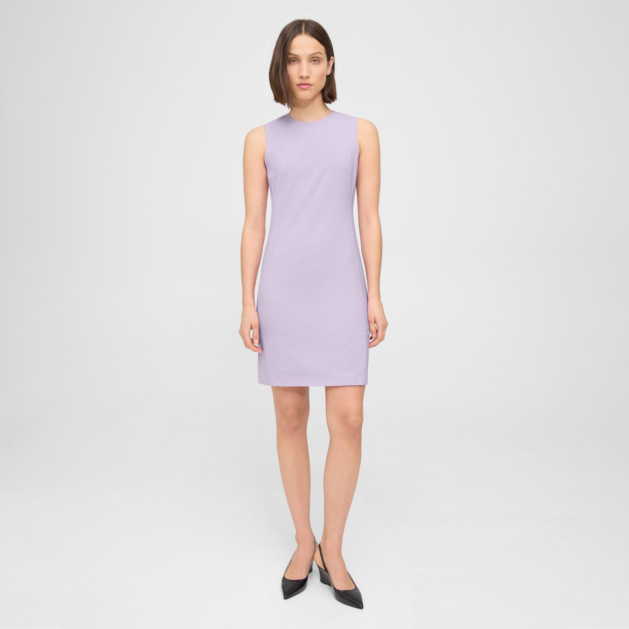 Theory Sleeveless Fitted Dress In Good Wool In Lilac Sky