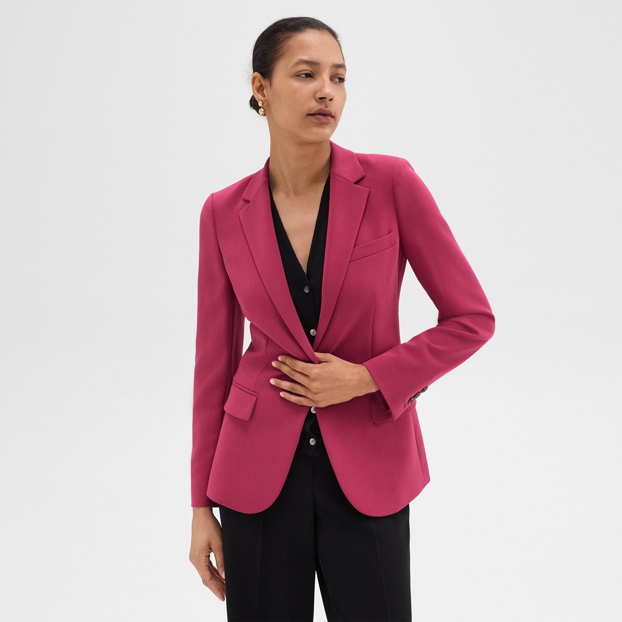 Theory Staple Blazer In Admiral Crepe In Deep Rose