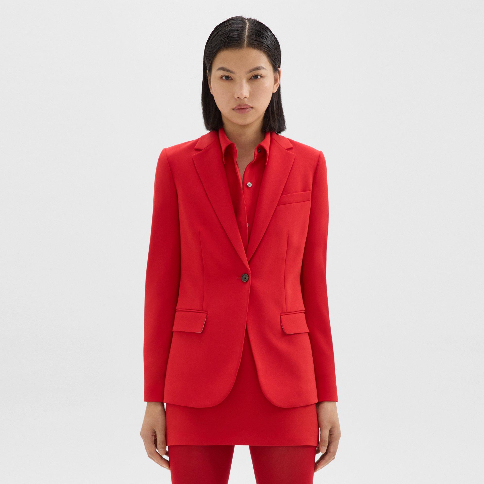 Theory Staple Blazer In Admiral Crepe In Geranium