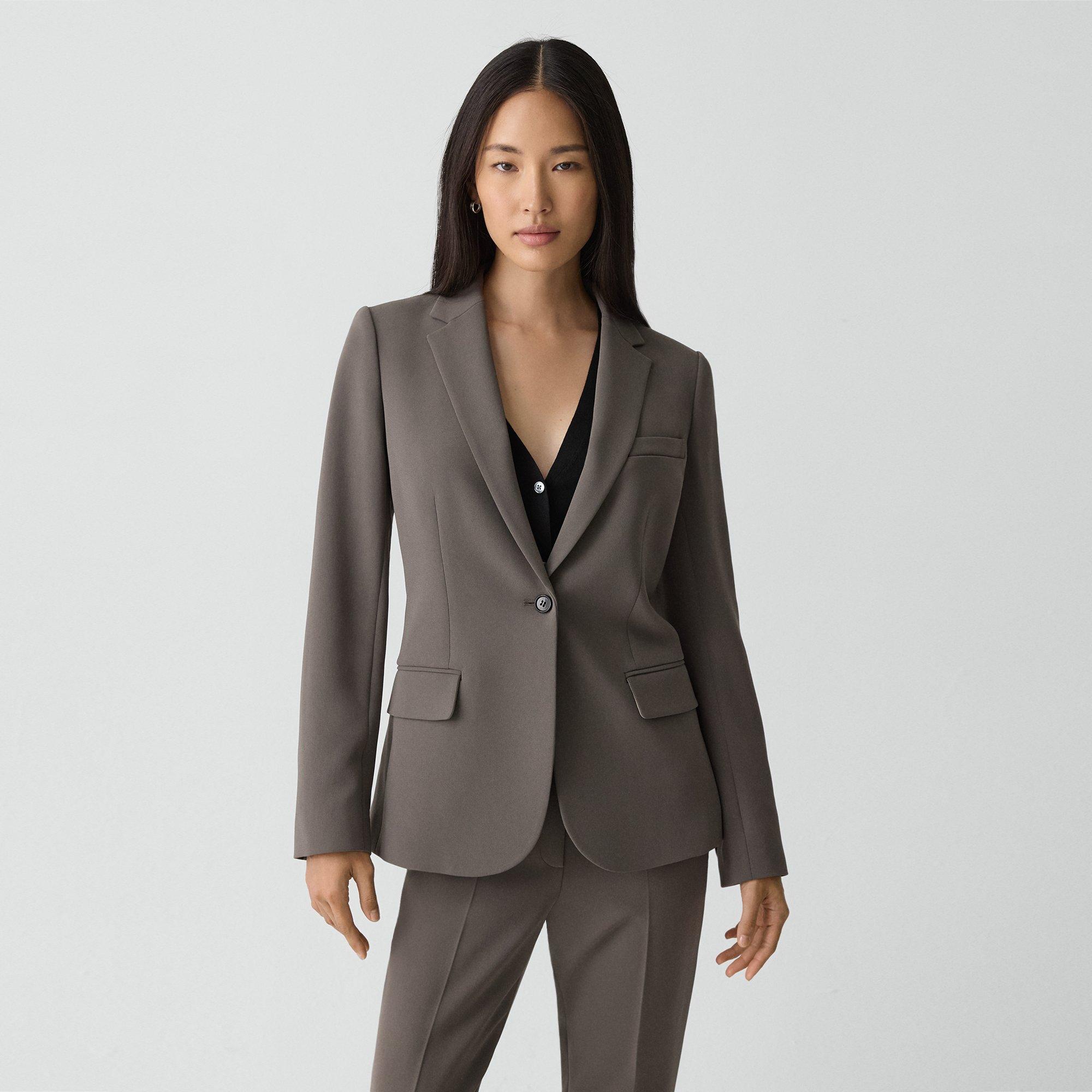 Theory Staple Blazer In Admiral Crepe In Gray