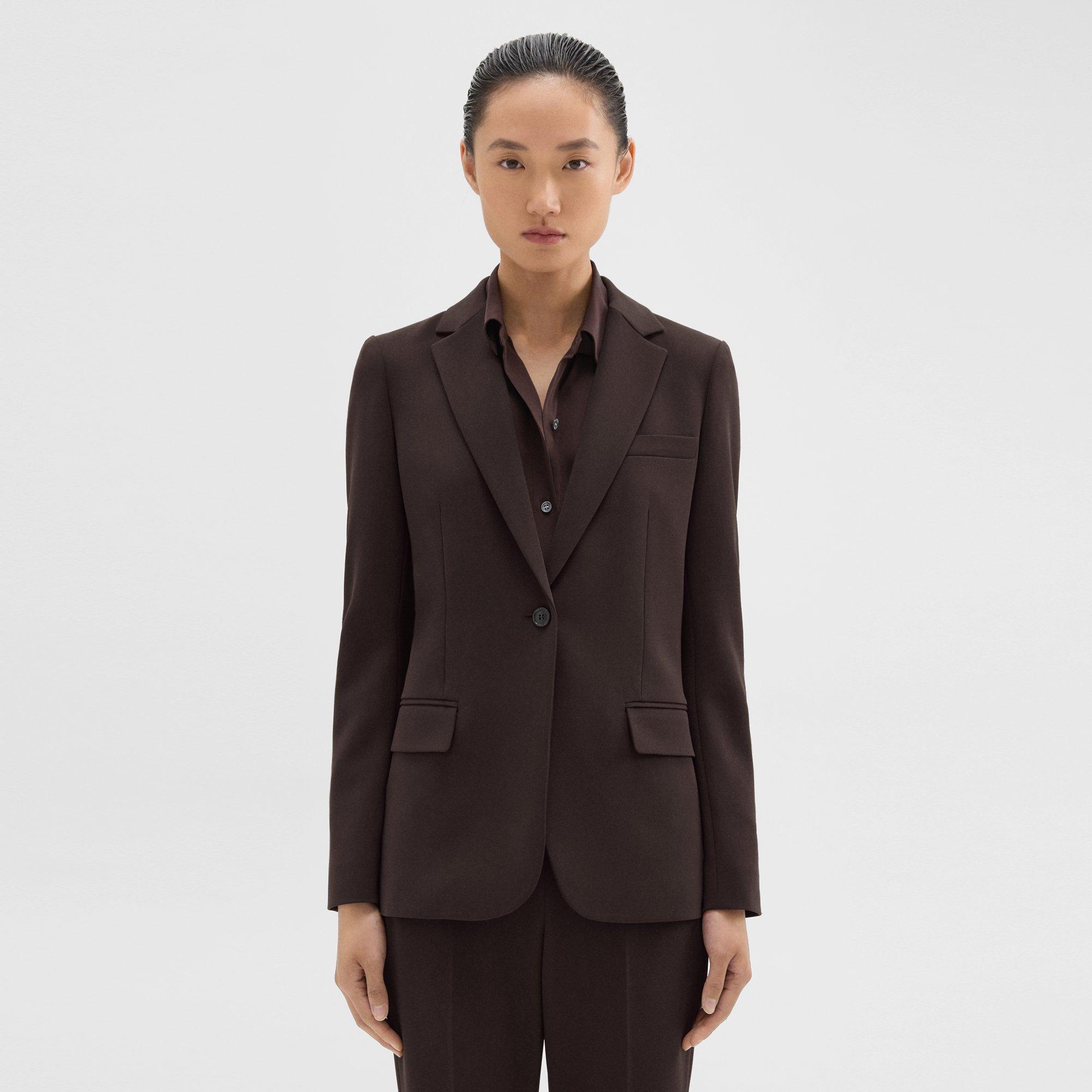 Theory Staple Blazer In Admiral Crepe In Mink