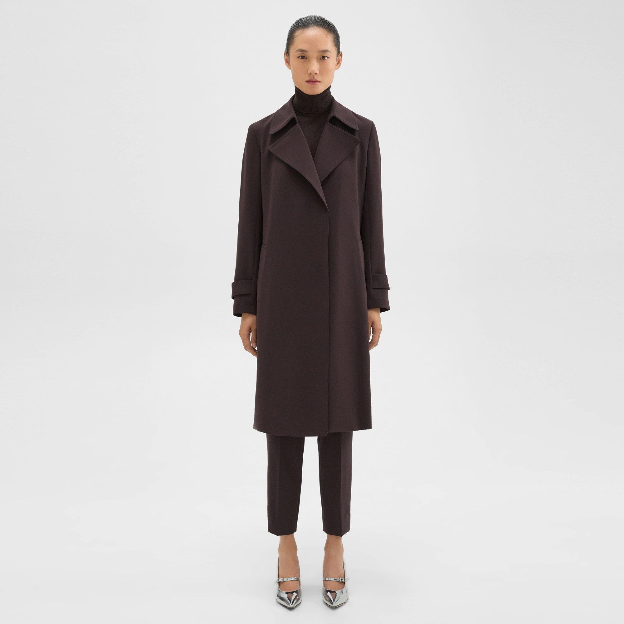 THEORY OAKLANE TRENCH COAT IN ADMIRAL CREPE