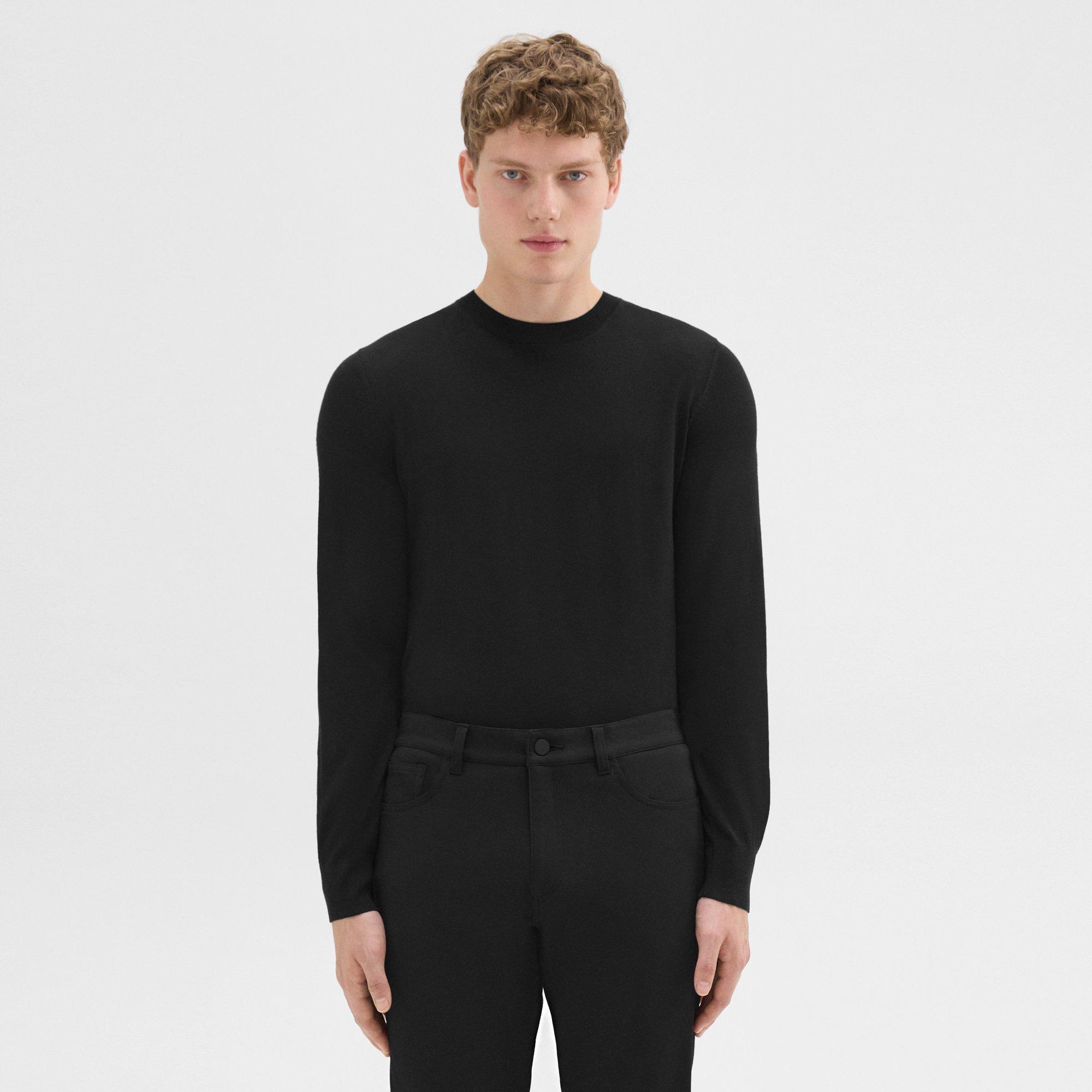 Theory Crewneck Sweater In Regal Wool In Black
