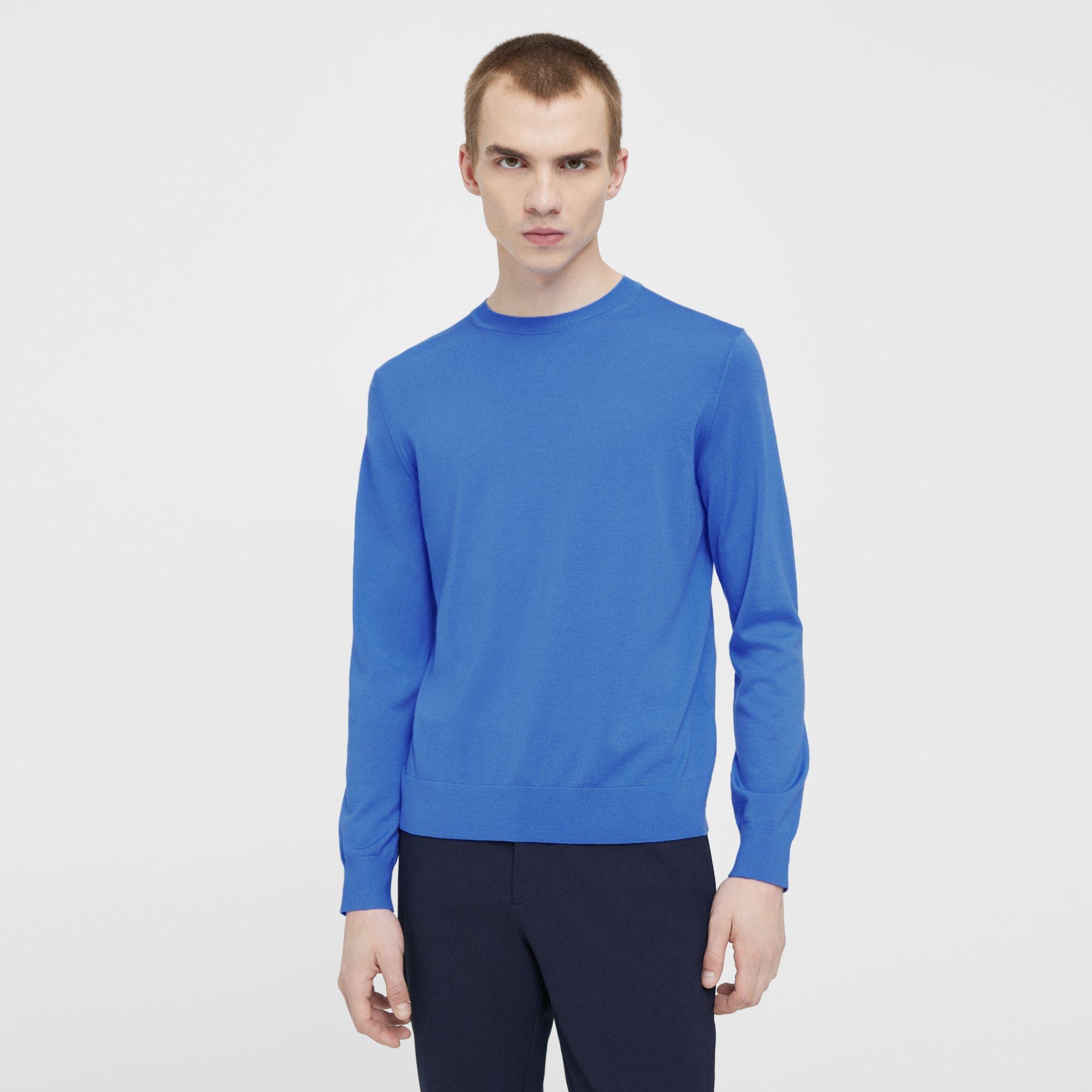 Theory Crewneck Sweater In Regal Wool In Palace Blue