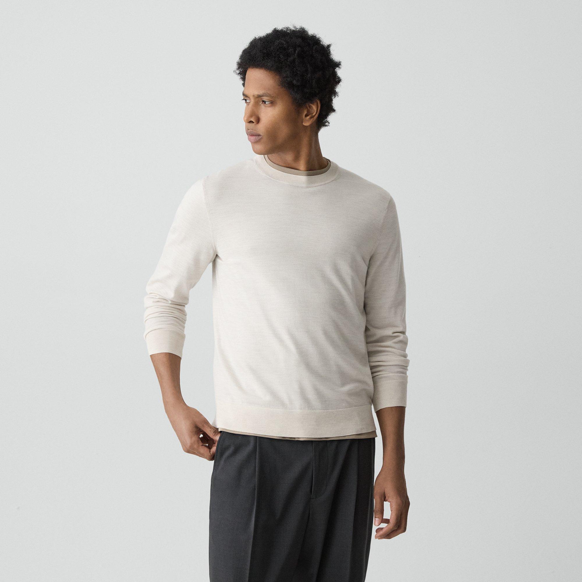 Theory Crewneck Sweater In Regal Wool In Neutral