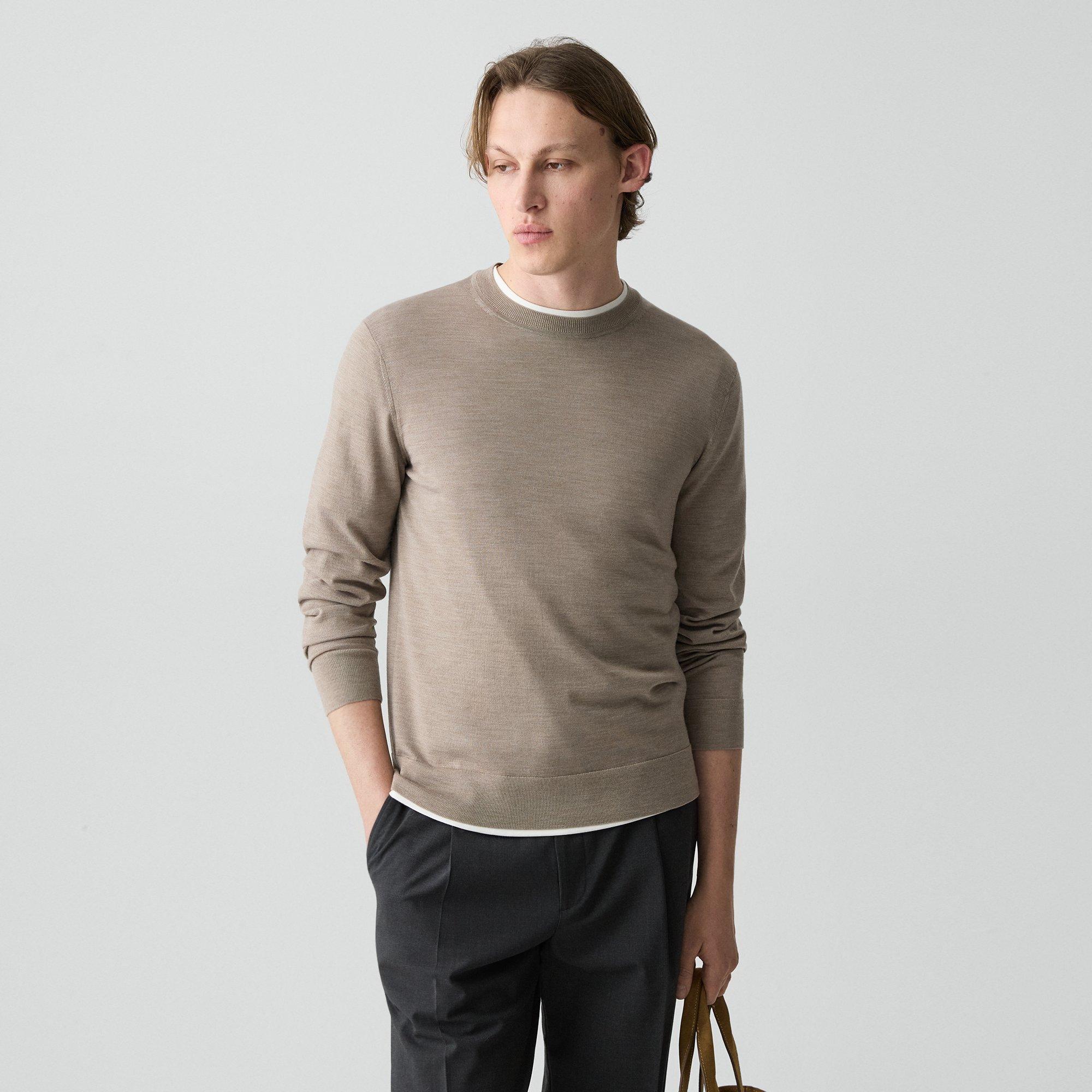 Theory Crewneck Sweater In Regal Wool In Brown