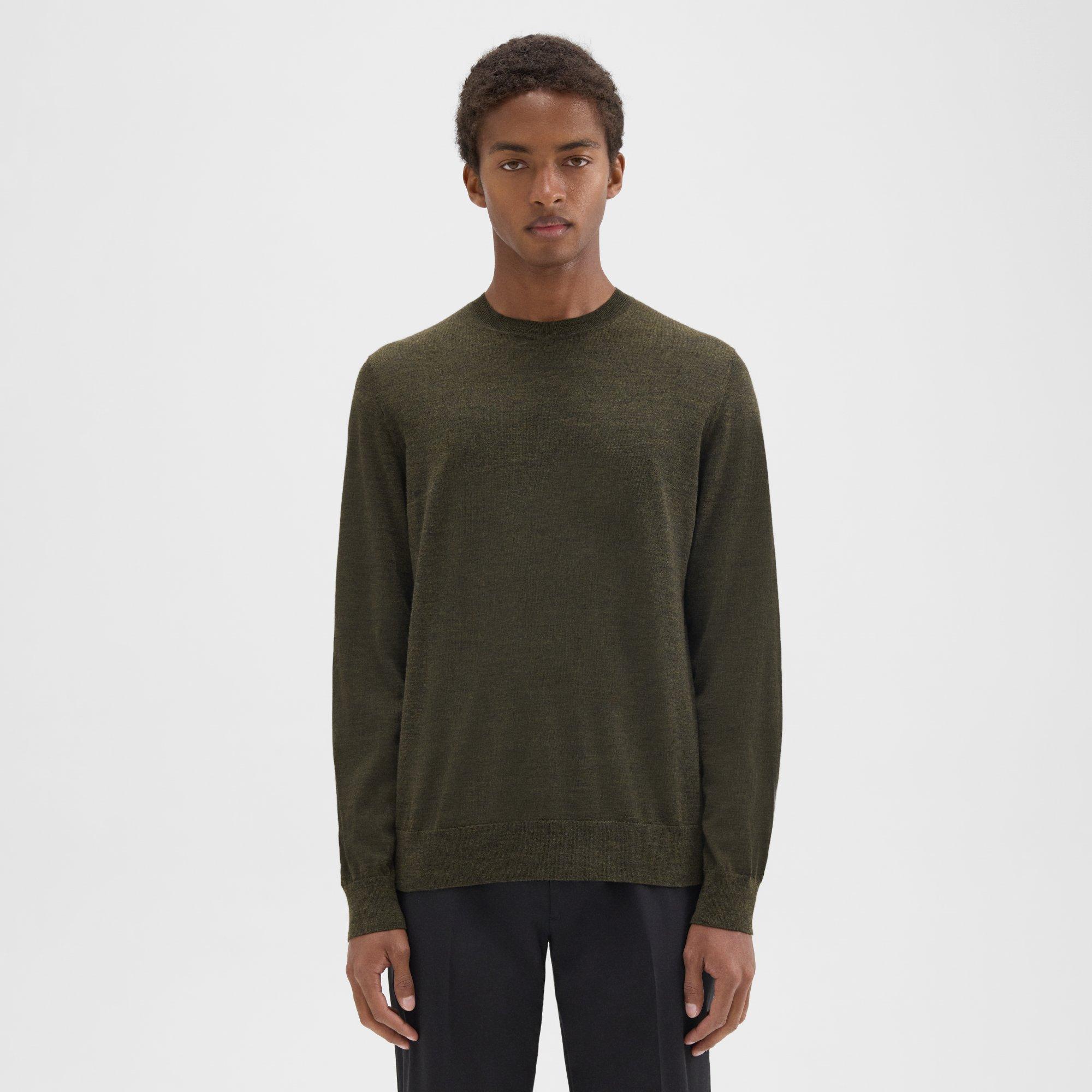 Theory Crewneck Sweater In Regal Wool In Uniform Melange