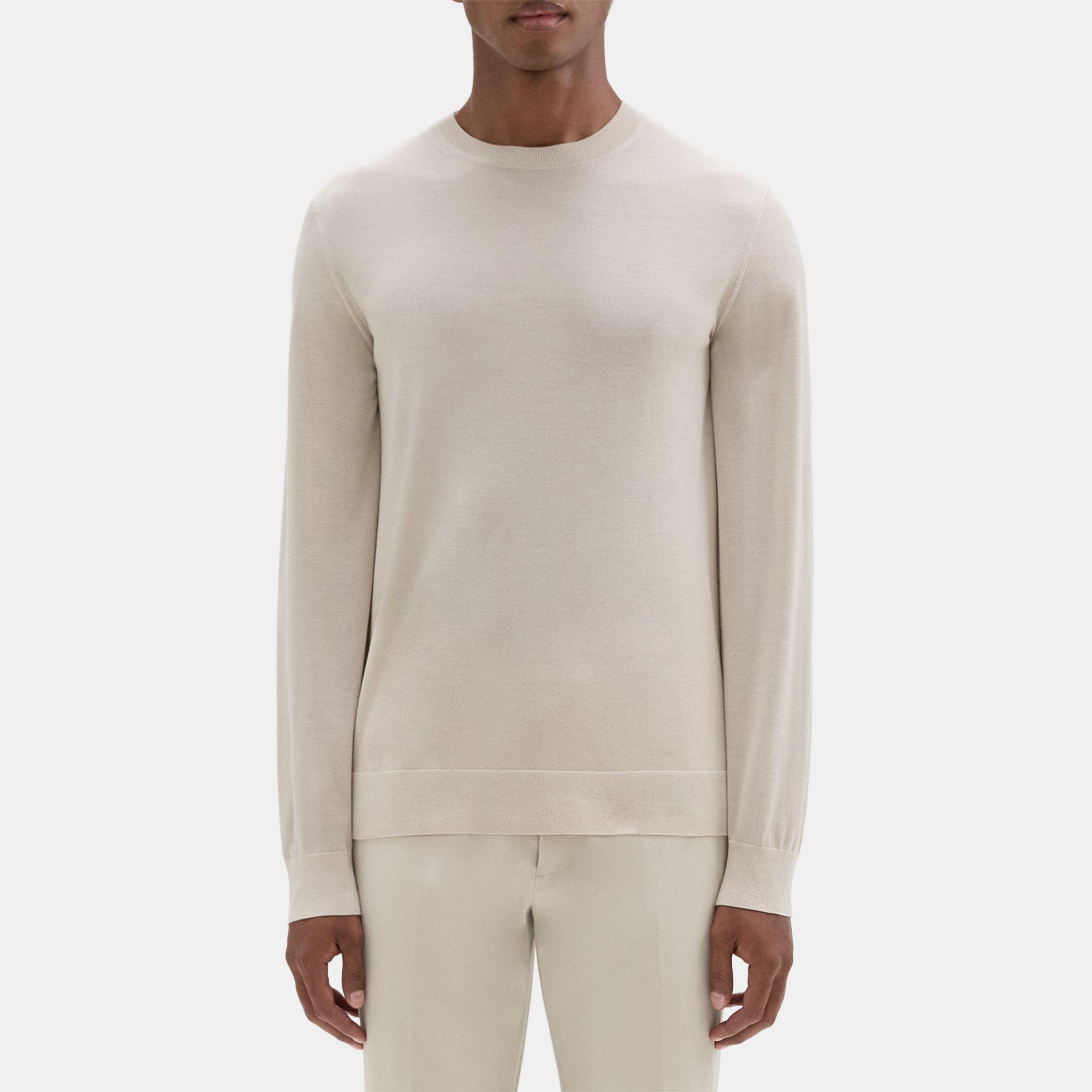 Theory Crewneck Sweater In Regal Wool In Sand