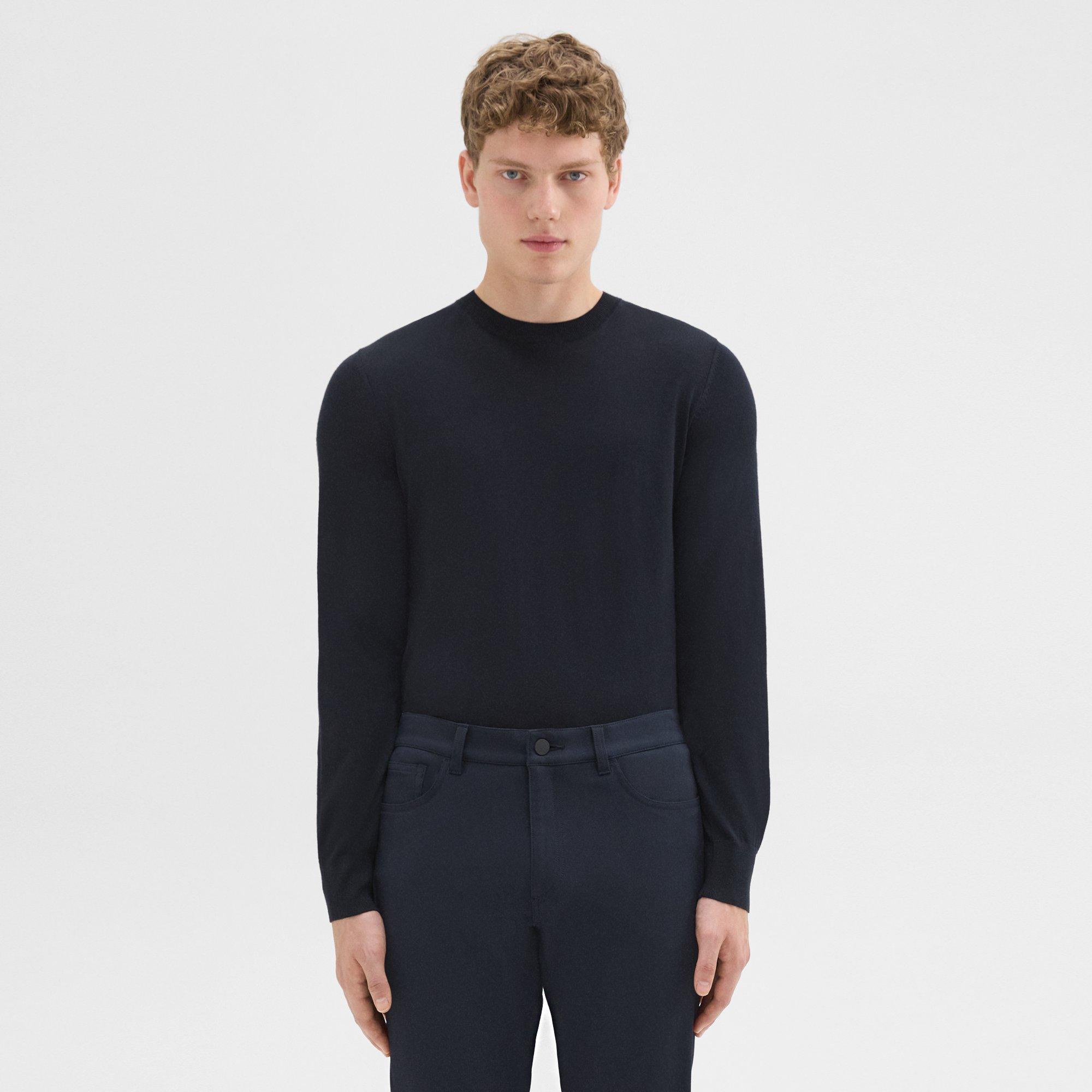 Theory Crewneck Sweater In Regal Wool In Navy