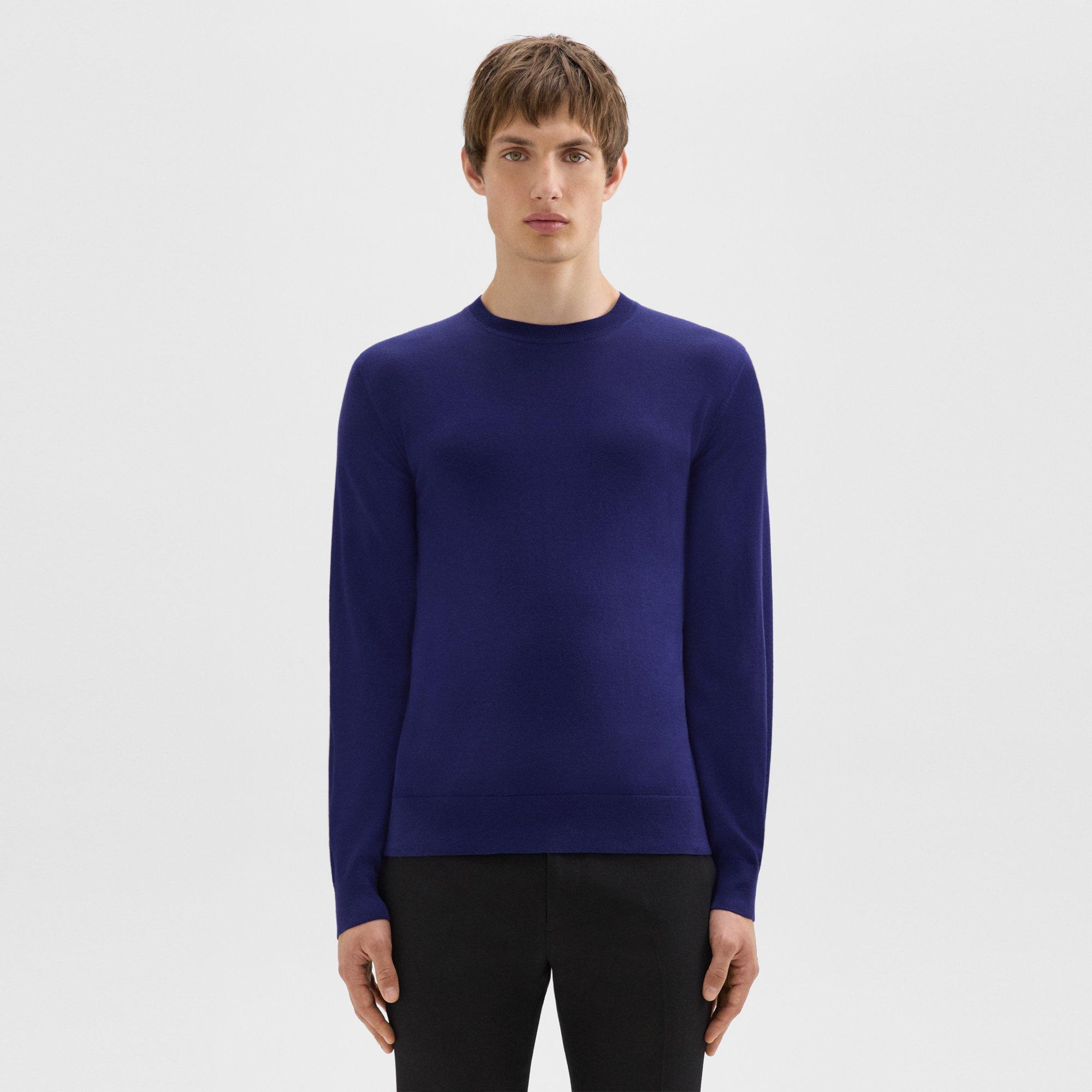 Theory Crewneck Sweater In Regal Wool In Ocean