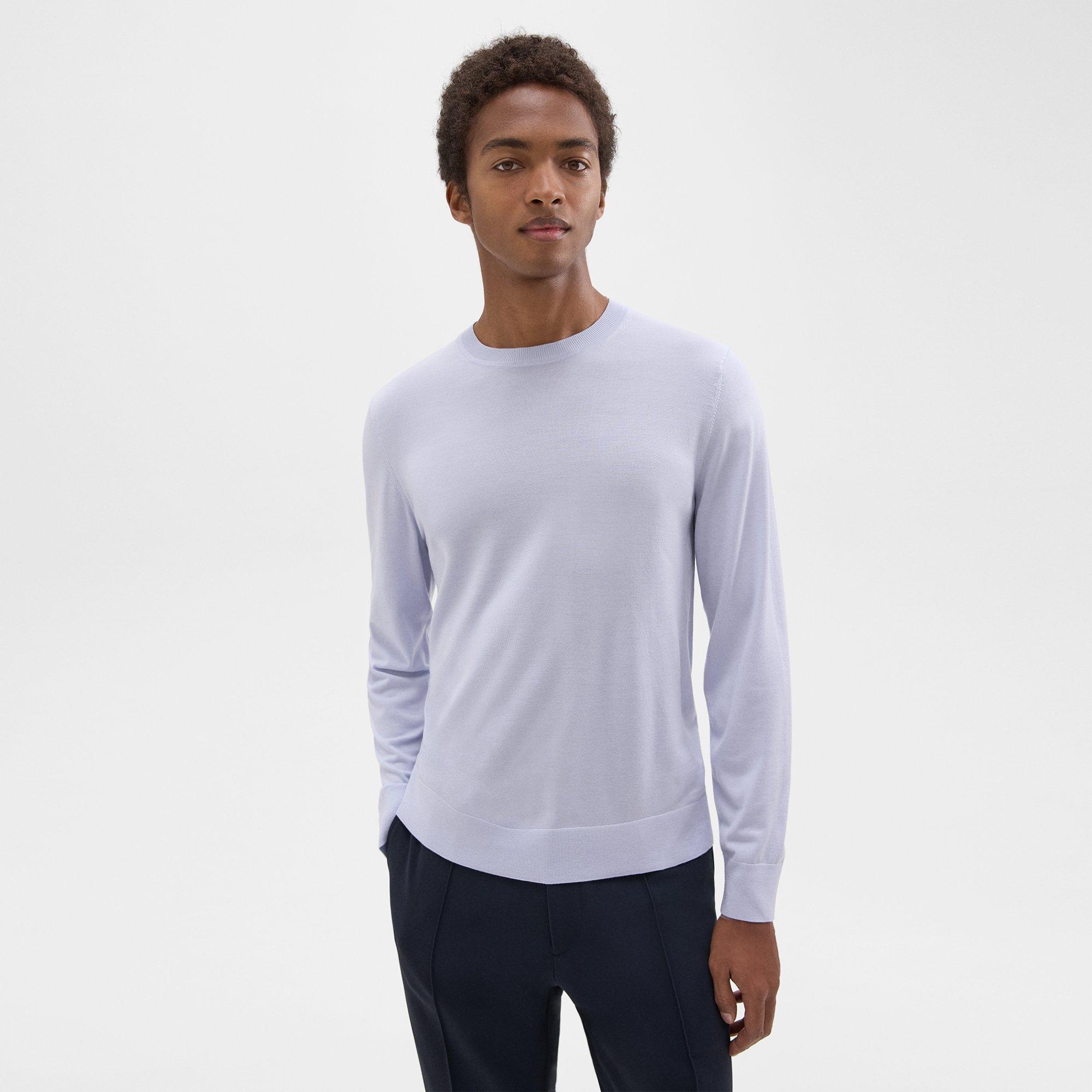 Shop Theory Crewneck Sweater In Regal Wool In Ice