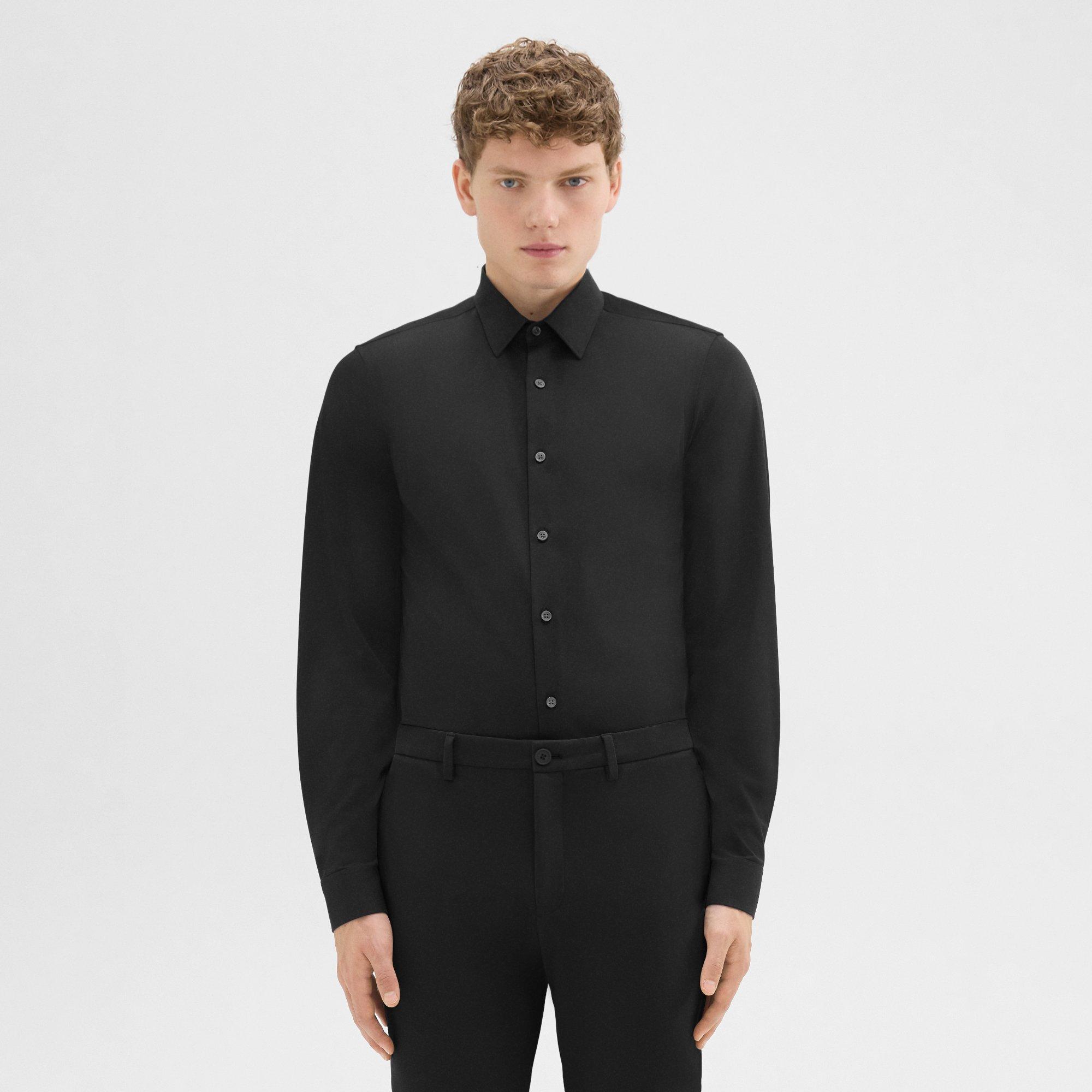Shop Theory Sylvain Shirt In Structure Knit In Black