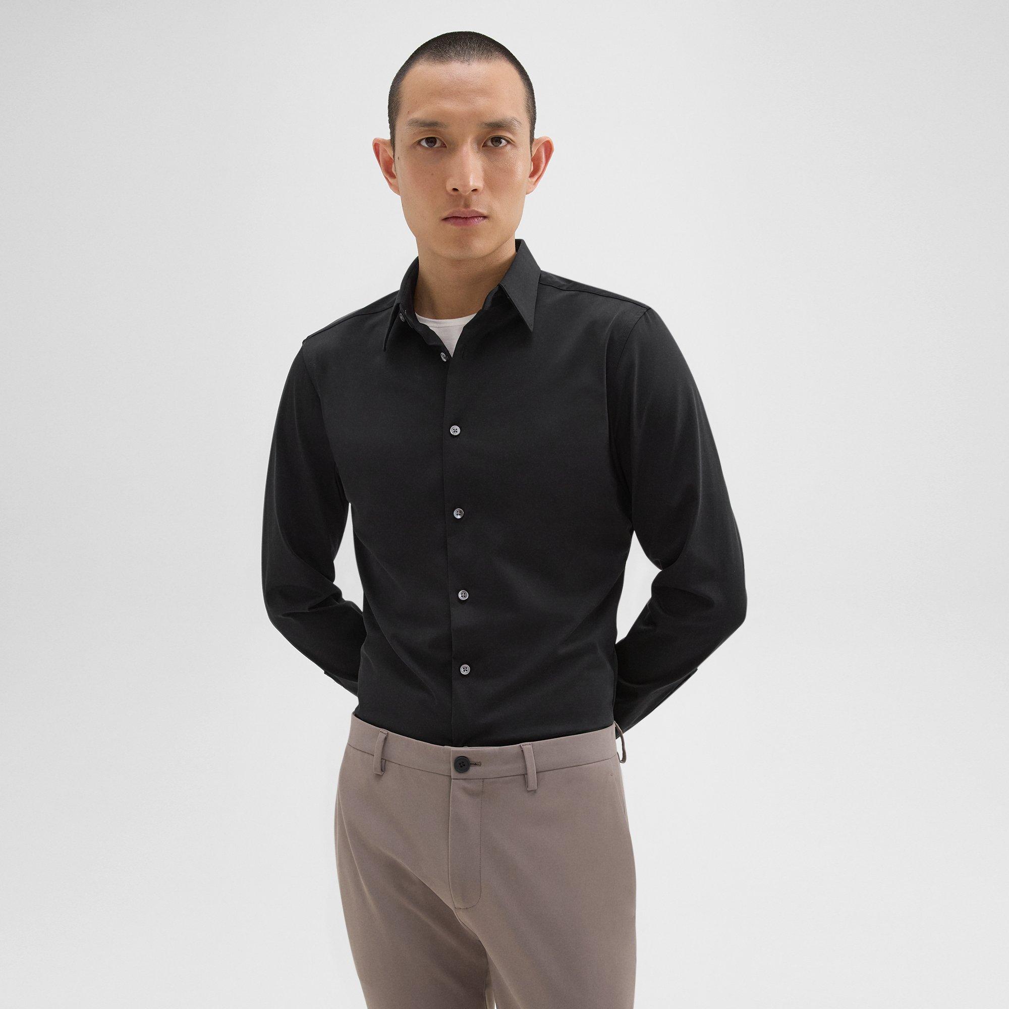 Shop Theory Sylvain Shirt In Structure Knit In Black