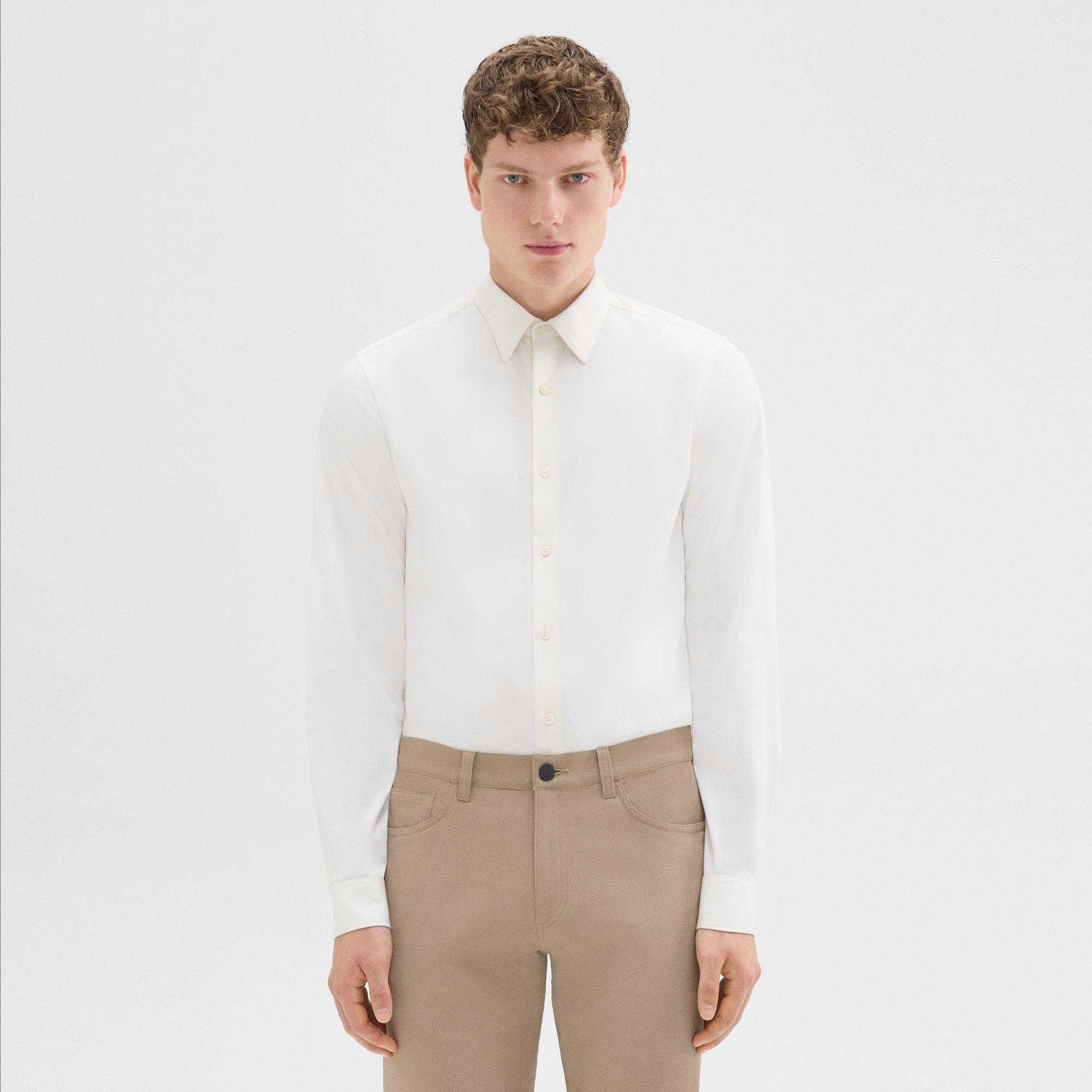 Theory Sylvain Shirt In Structure Knit In White