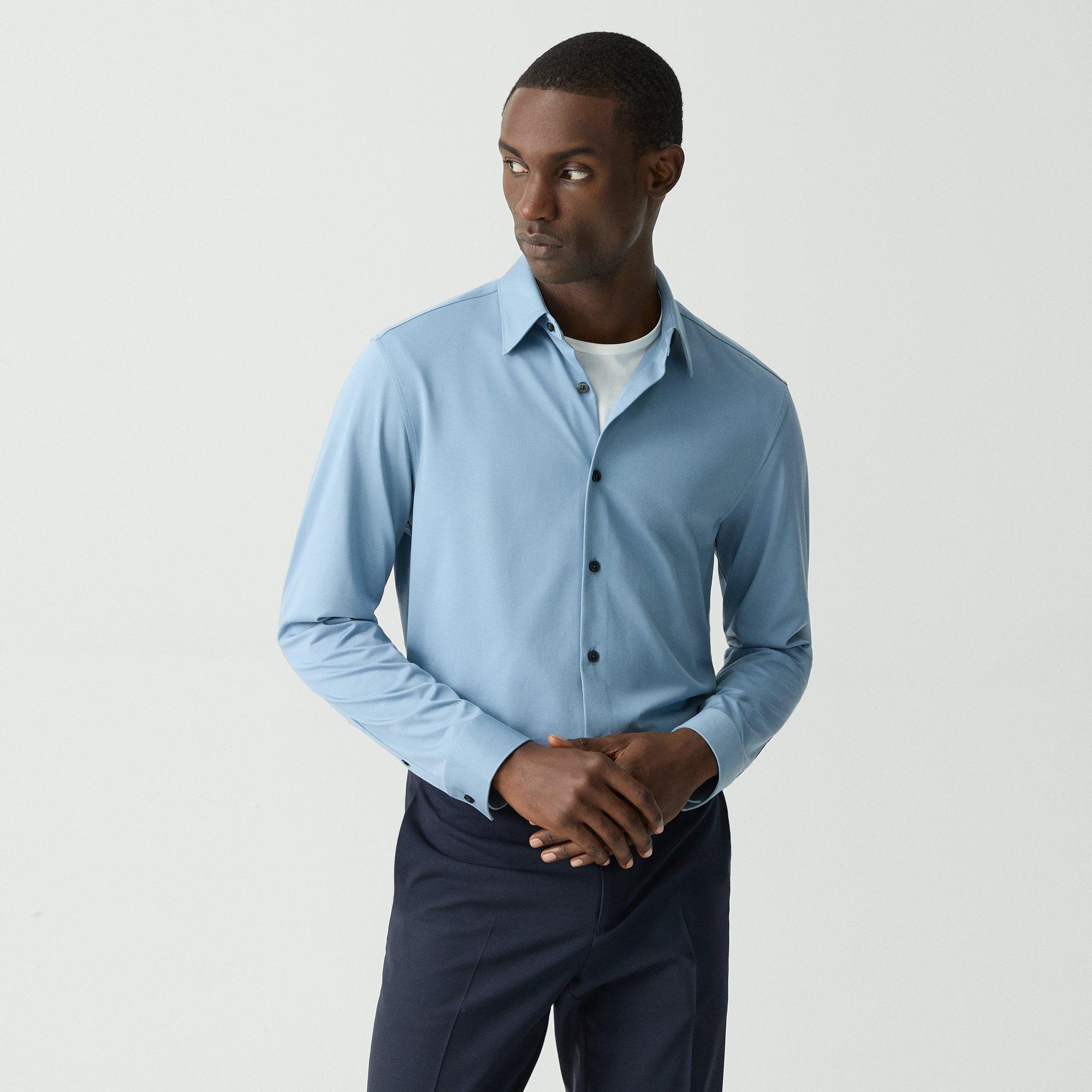 Theory Sylvain Shirt In Structure Knit In Rainstorm