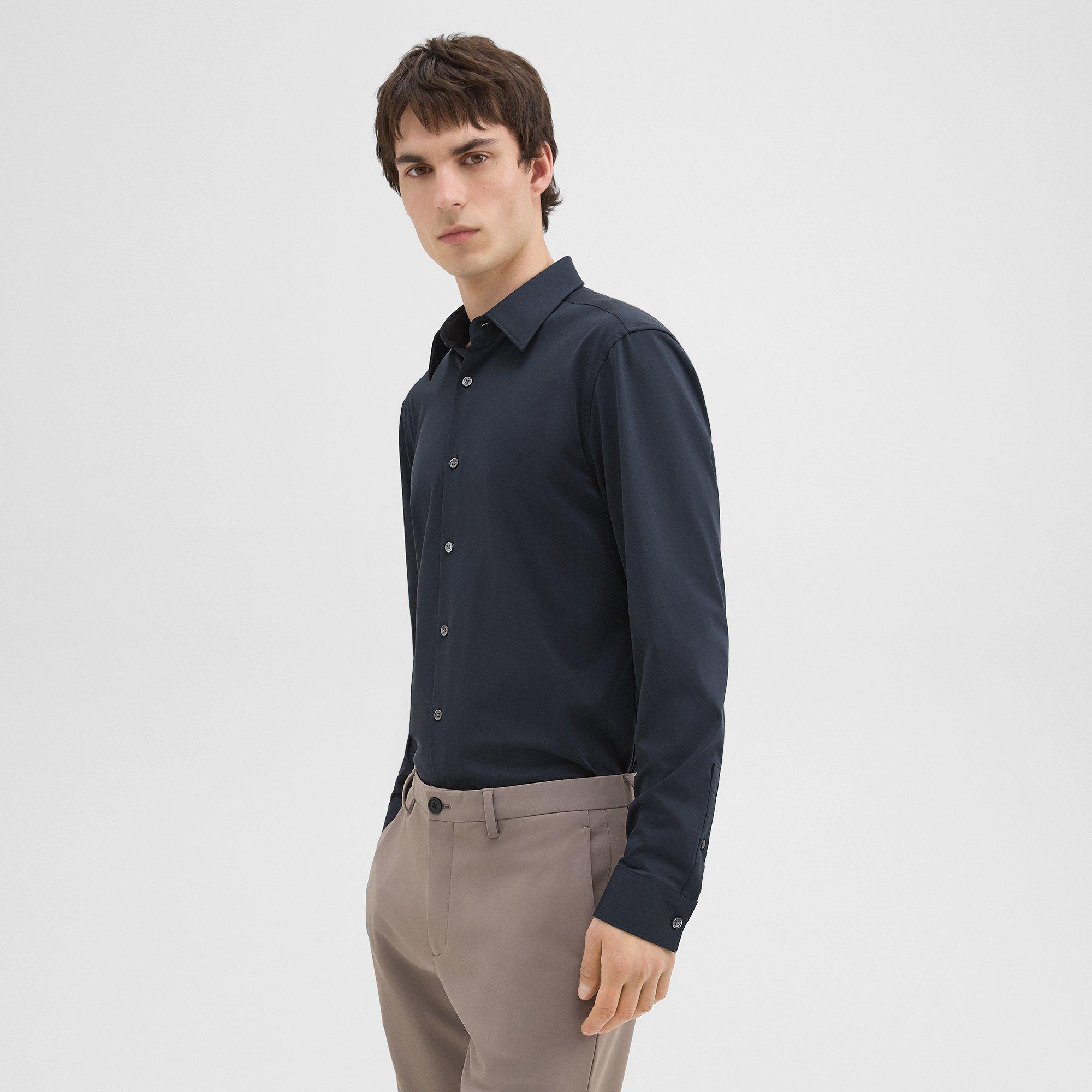 Theory Sylvain Shirt In Structure Knit In Eclipse