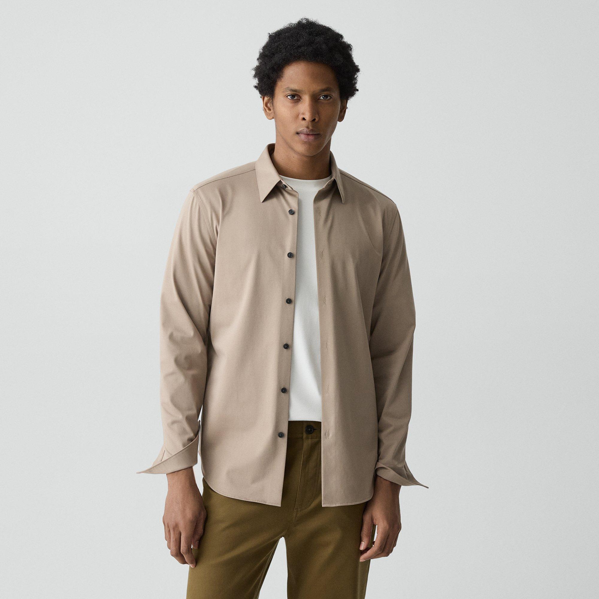 Theory Sylvain Shirt In Structure Knit In Nude