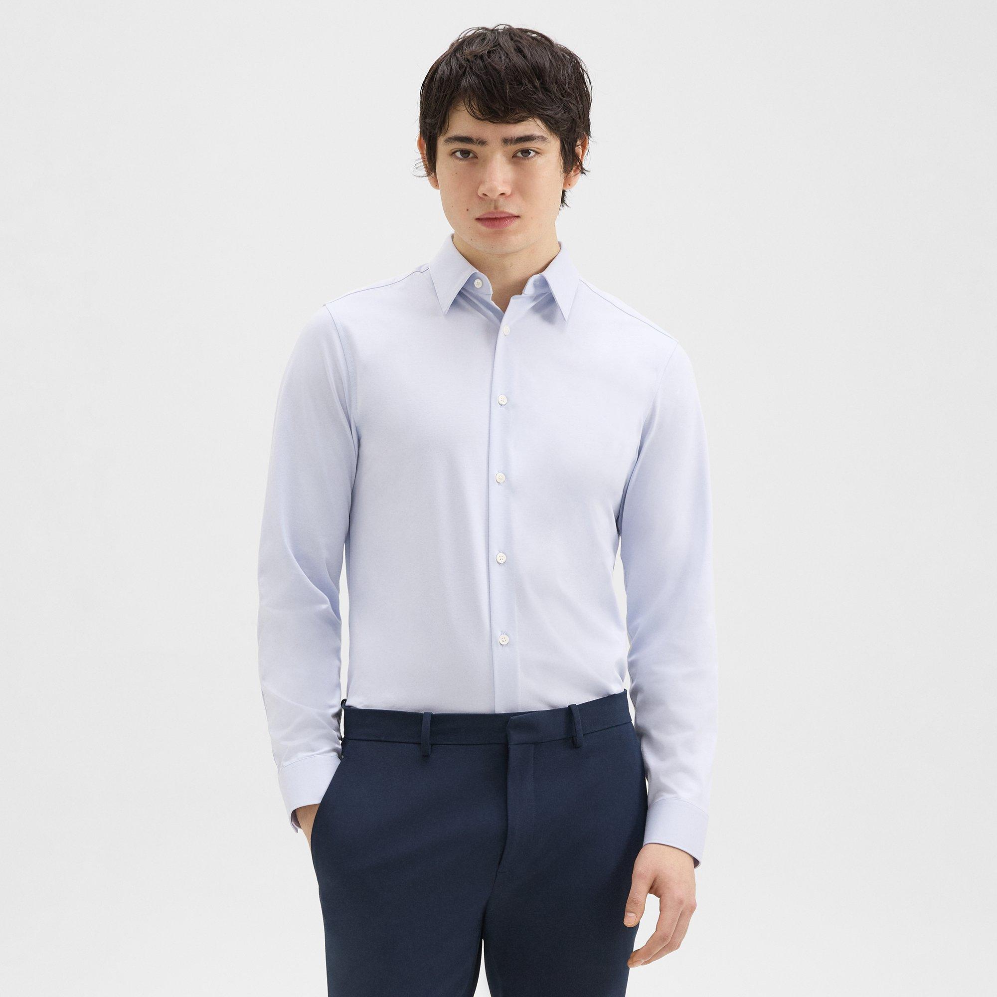 Theory Sylvain Structure Knit Regular Fit Shirt In Olympic