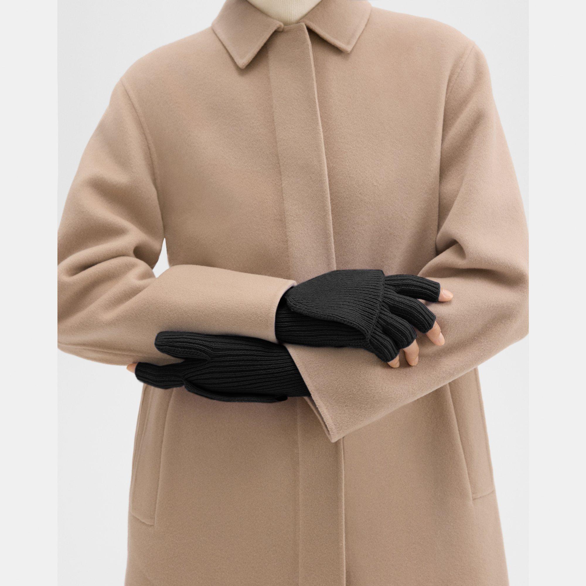Theory Fold-back Gloves In Cashmere In Black