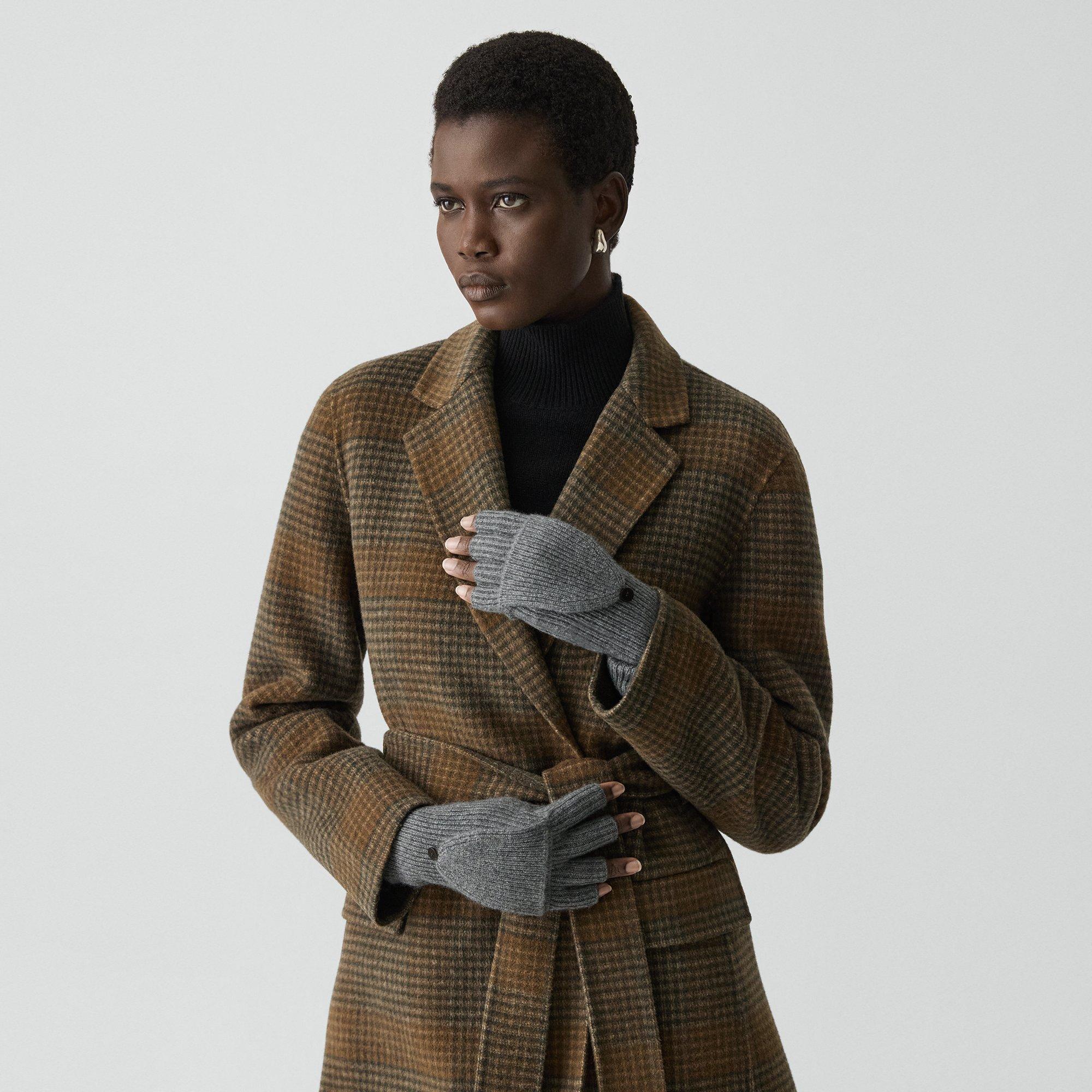 Theory Fold-back Gloves In Cashmere In Gray