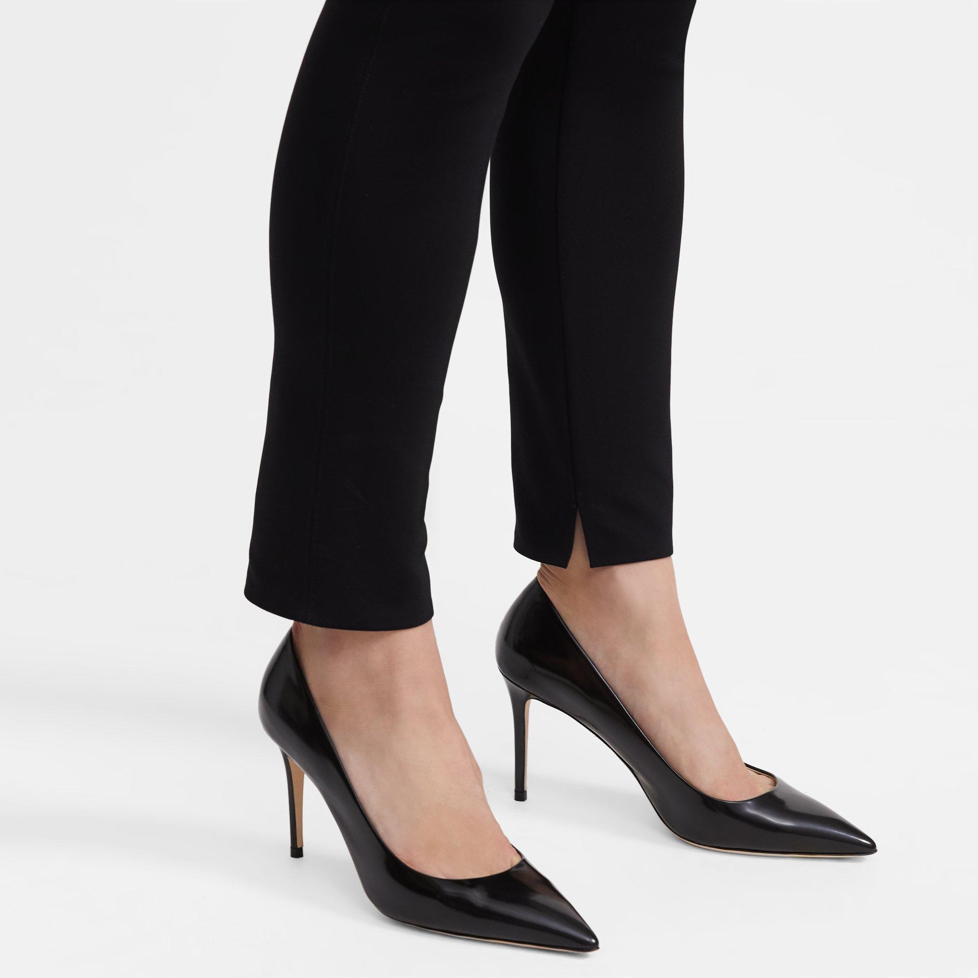 Theory City Pump In Brushed Leather In Black