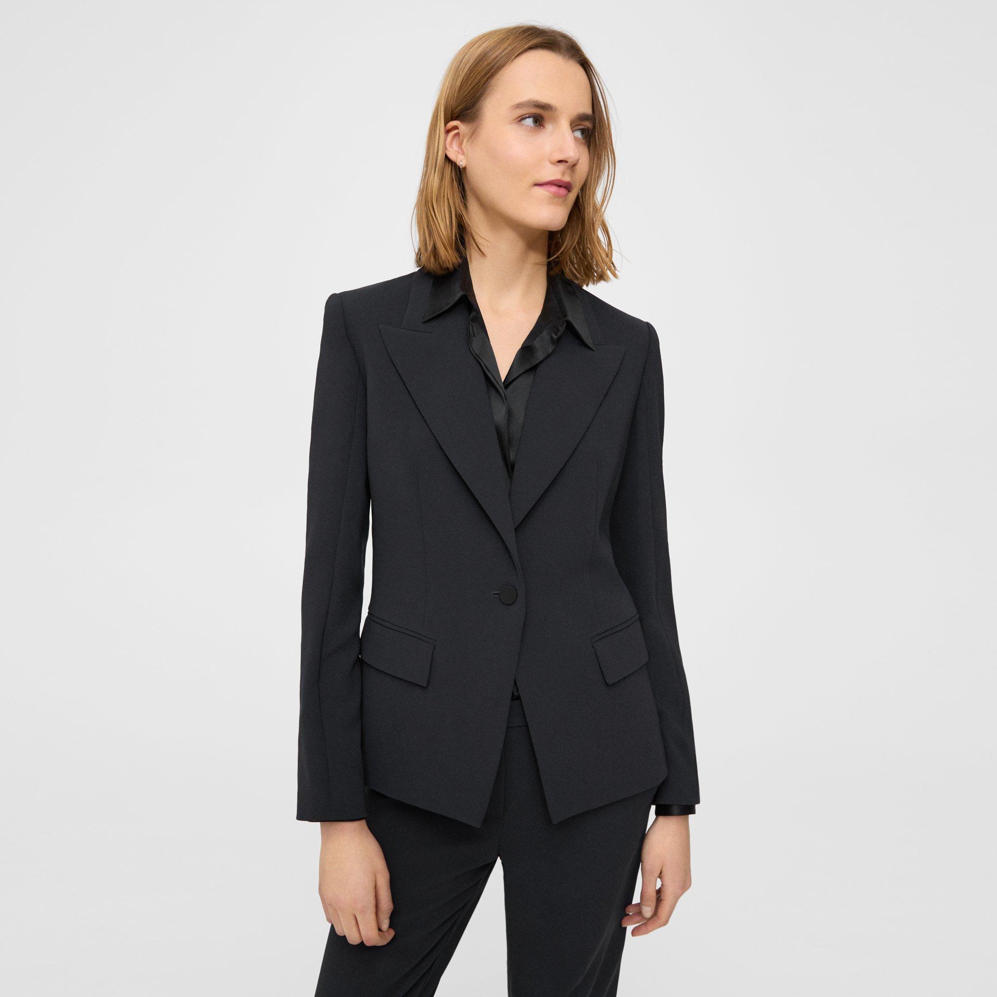 Theory Angled Blazer In Admiral Crepe In Black