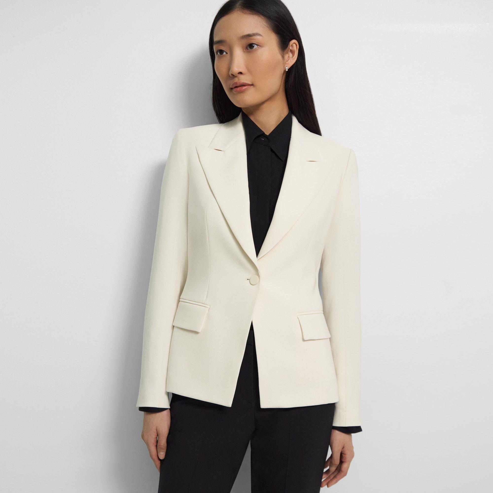 Theory Angled Blazer In Admiral Crepe In Rice