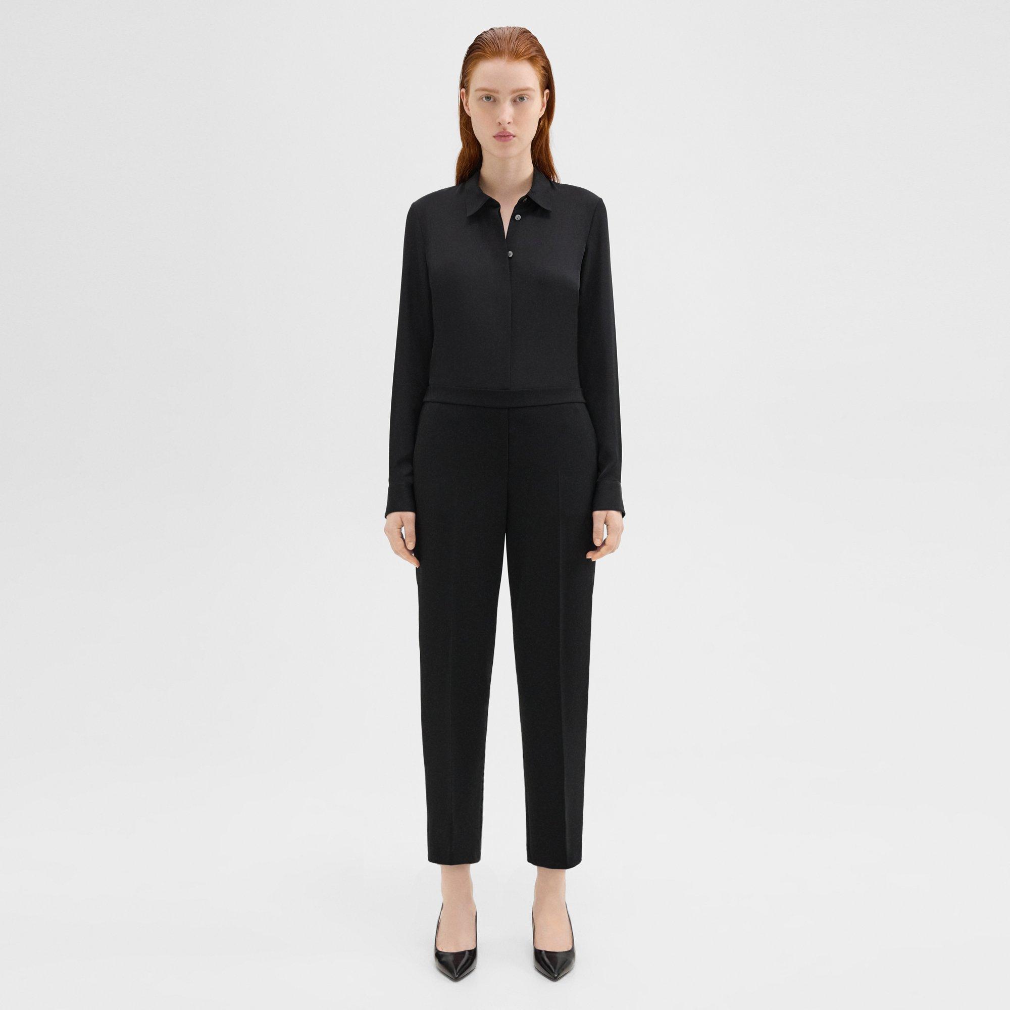 Theory Treeca Pull-on Pant In Admiral Crepe In Black