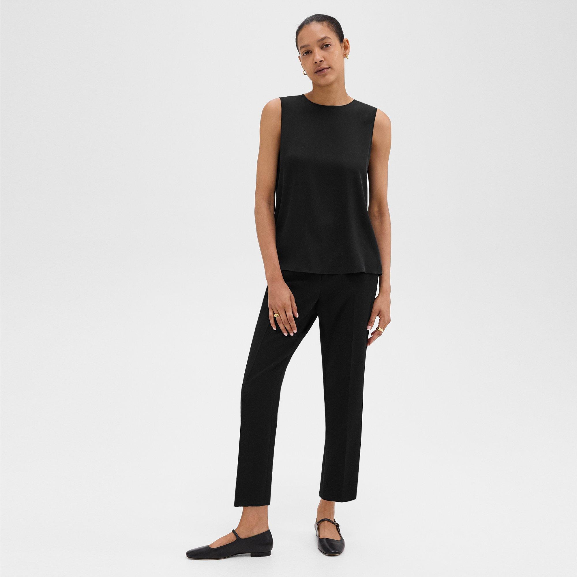 Theory Treeca Pull-on Pant In Admiral Crepe In Black