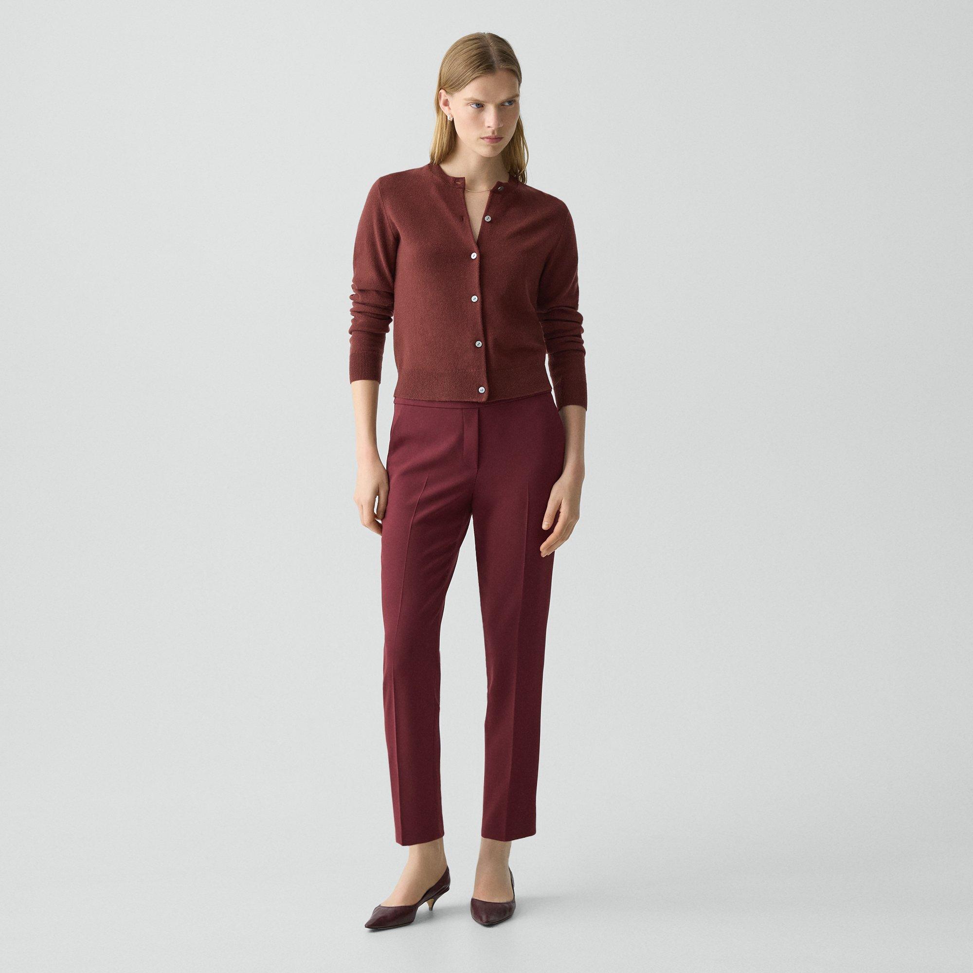 Theory Treeca Pull-on Pant In Admiral Crepe In Burgundy
