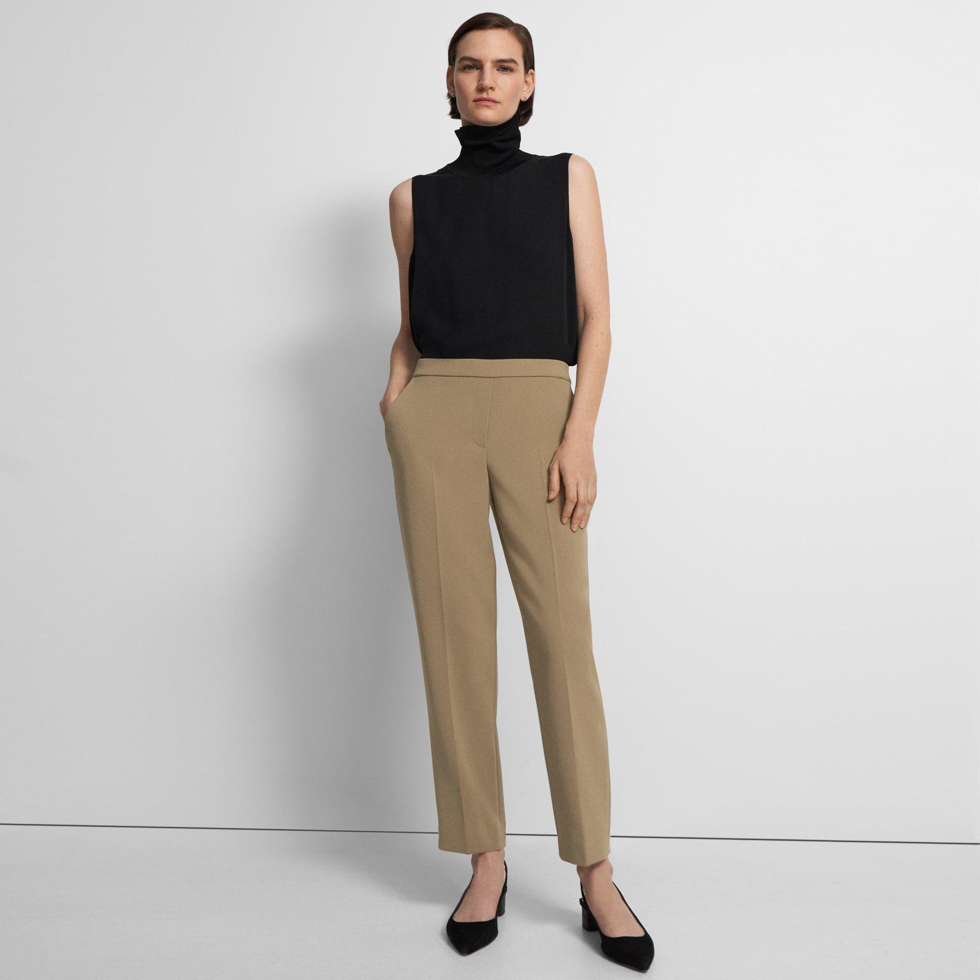 Theory Treeca Pull-on Pant In Admiral Crepe In Dark Beige