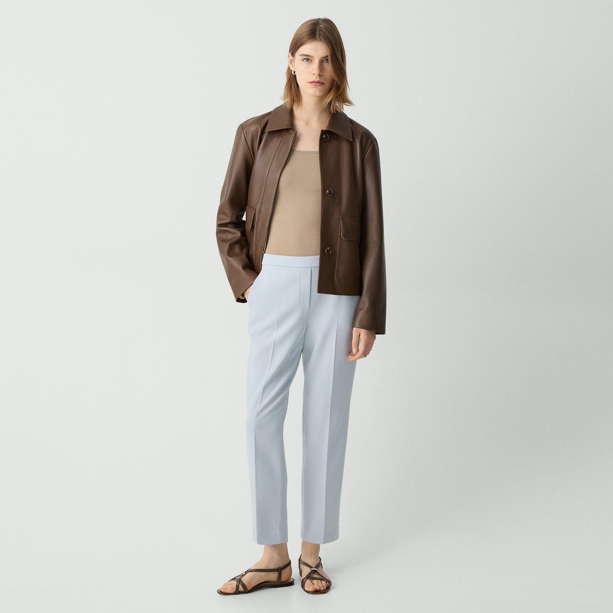 Theory Treeca Pull-on Pant In Admiral Crepe In Pearl Blue