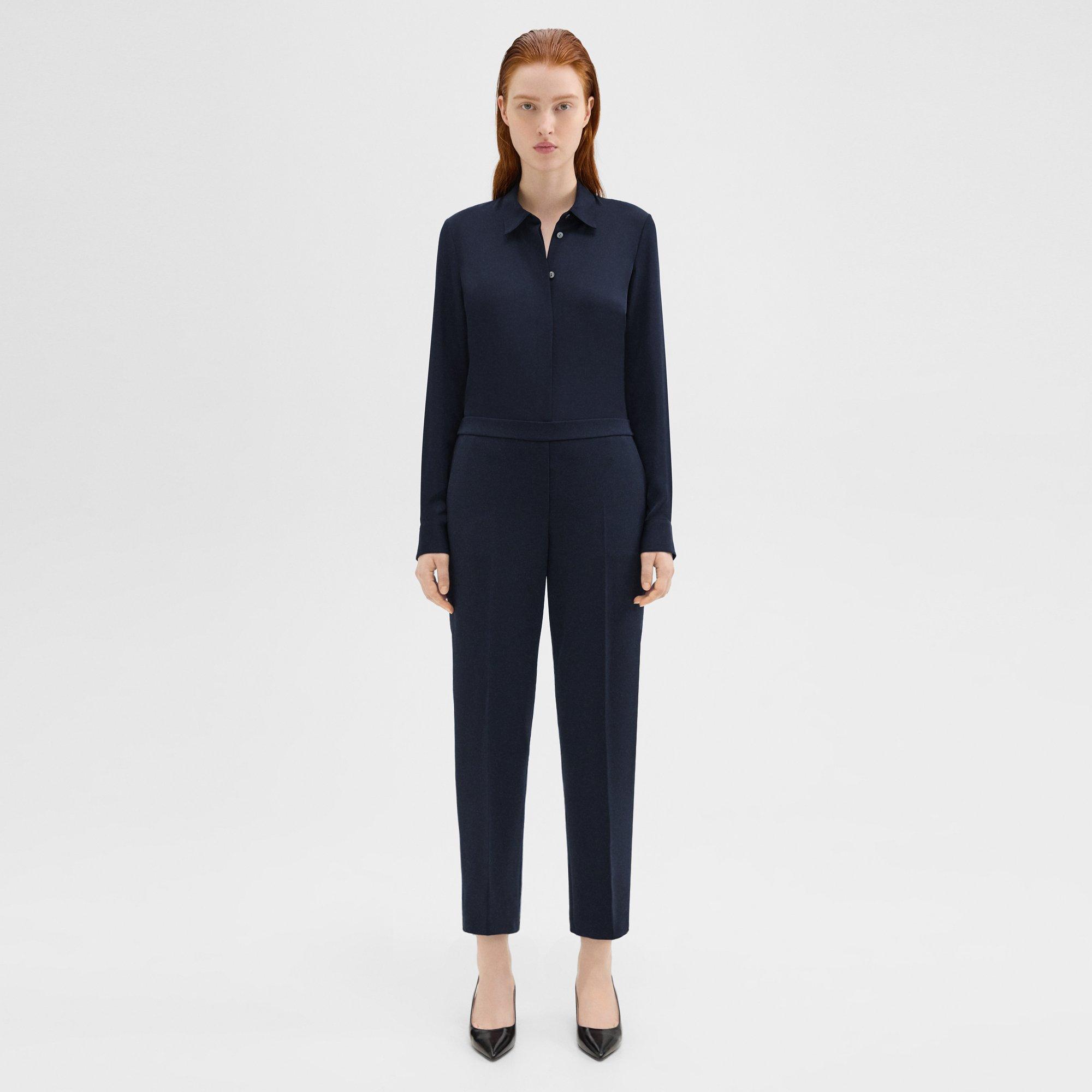 Theory Treeca Pull-on Pant In Admiral Crepe In Nocturne Navy